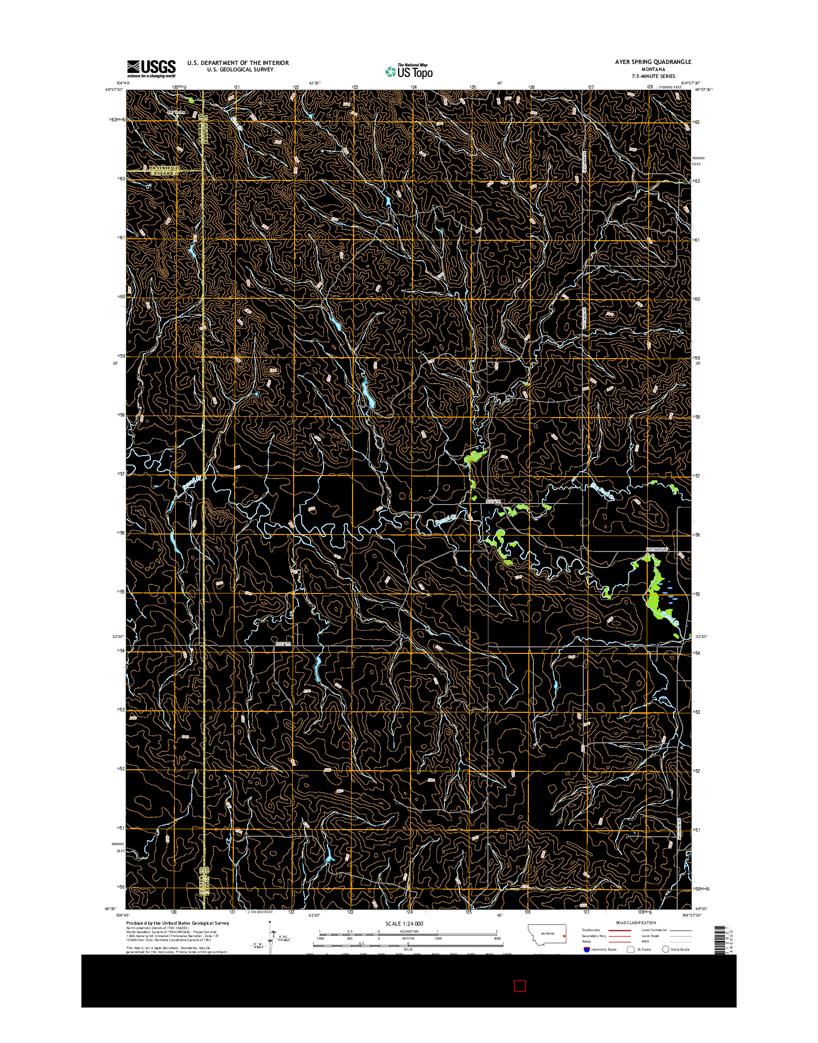 USGS US TOPO 7.5-MINUTE MAP FOR AYER SPRING, MT 2017