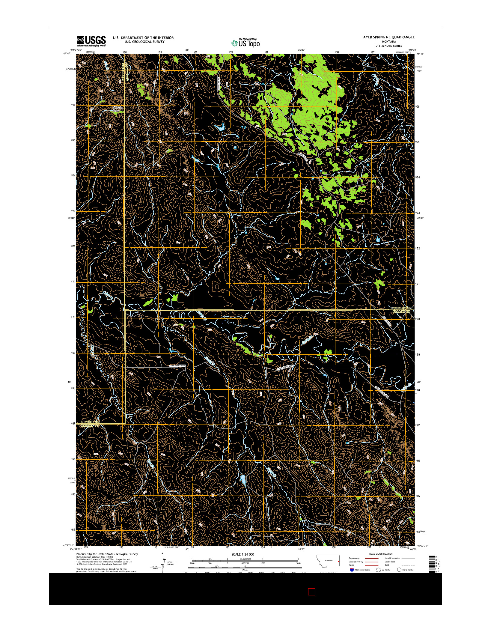 USGS US TOPO 7.5-MINUTE MAP FOR AYER SPRING NE, MT 2017
