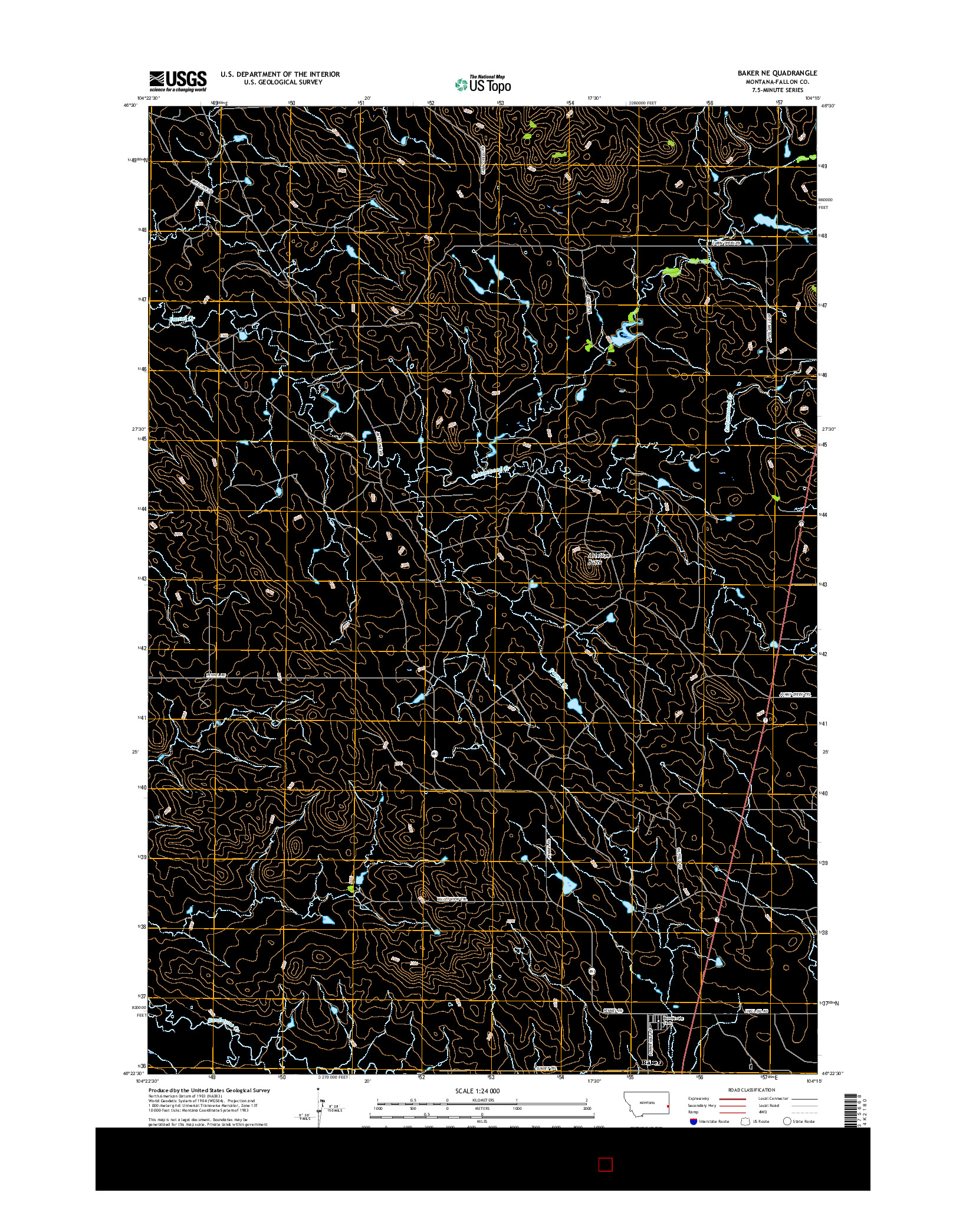 USGS US TOPO 7.5-MINUTE MAP FOR BAKER NE, MT 2017