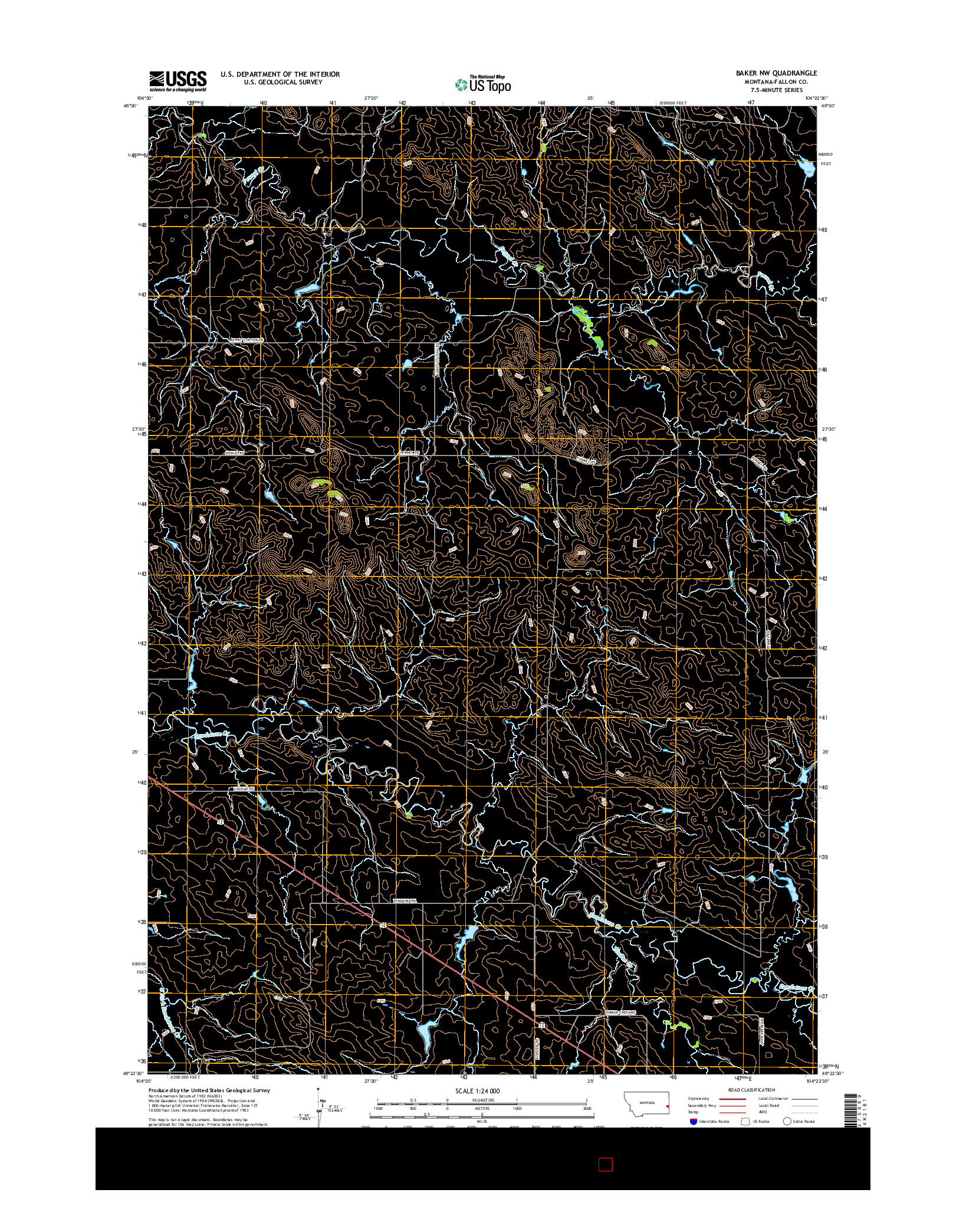 USGS US TOPO 7.5-MINUTE MAP FOR BAKER NW, MT 2017