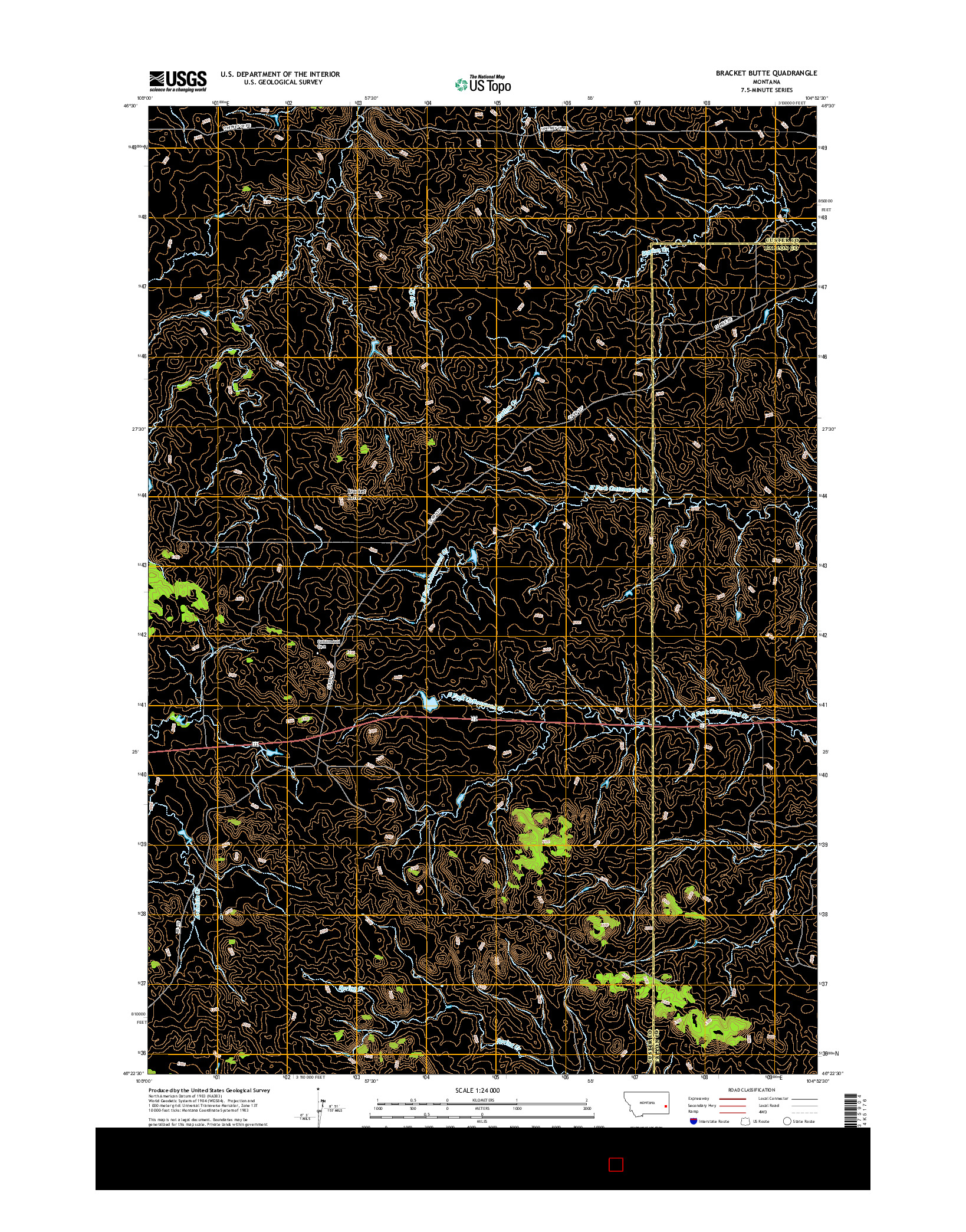 USGS US TOPO 7.5-MINUTE MAP FOR BRACKET BUTTE, MT 2017