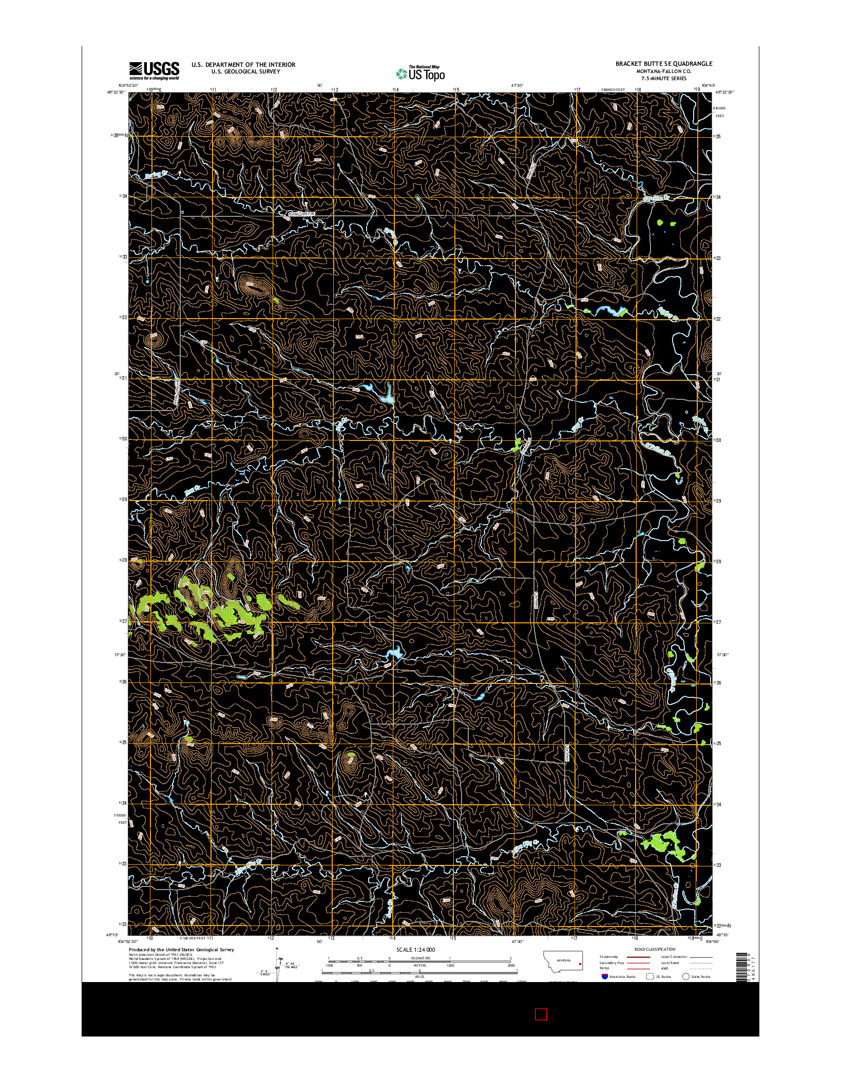 USGS US TOPO 7.5-MINUTE MAP FOR BRACKET BUTTE SE, MT 2017