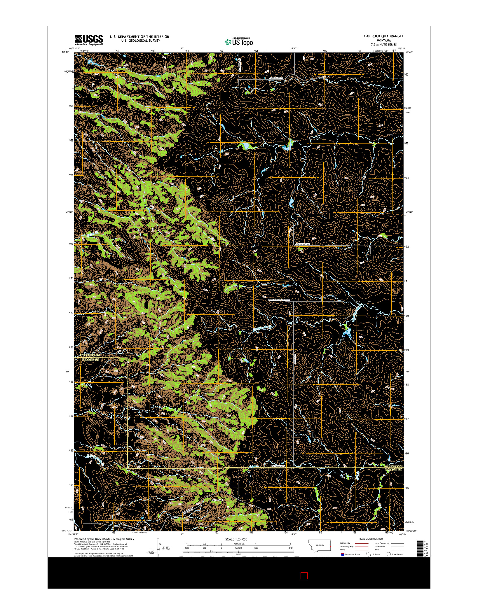 USGS US TOPO 7.5-MINUTE MAP FOR CAP ROCK, MT 2017