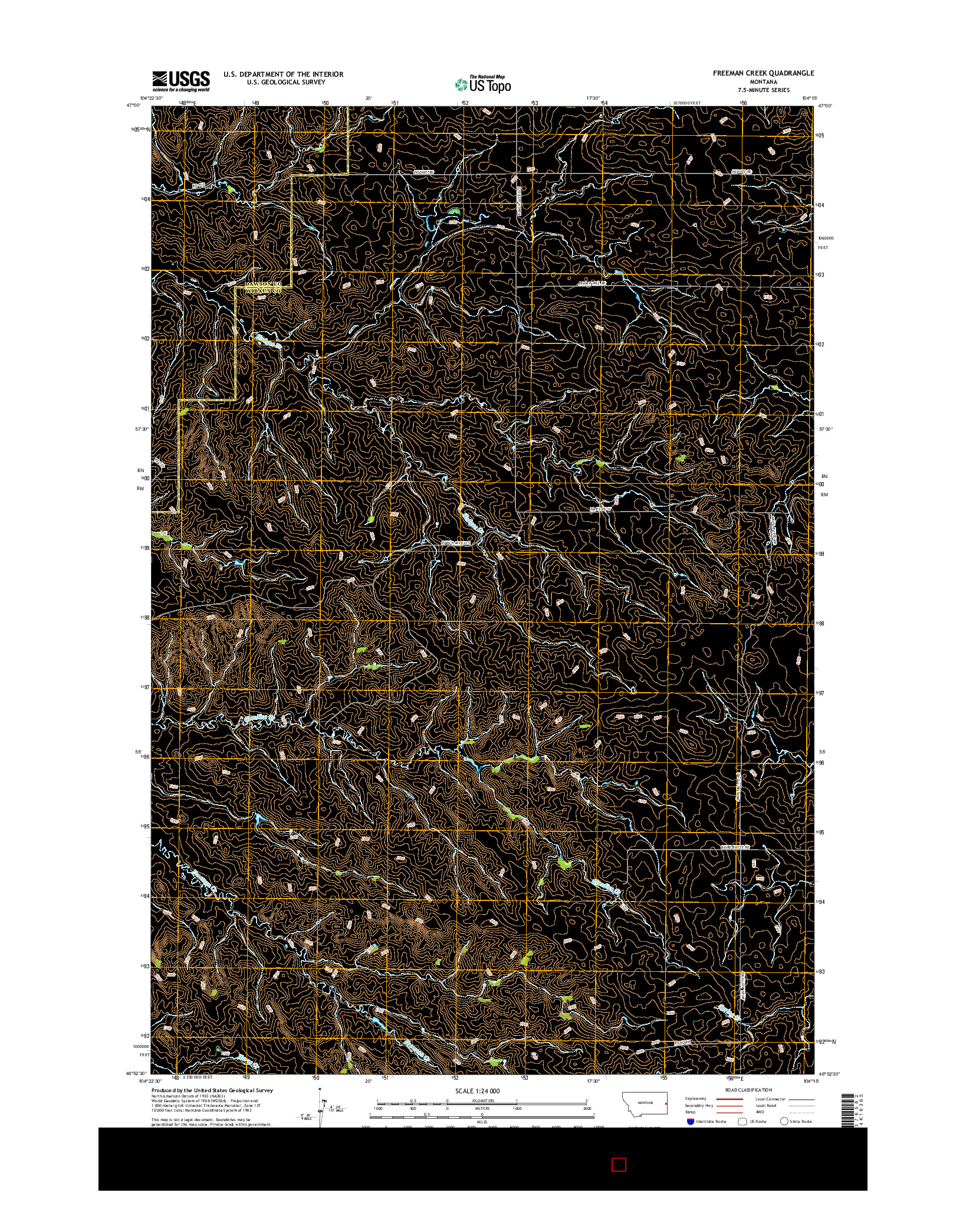 USGS US TOPO 7.5-MINUTE MAP FOR FREEMAN CREEK, MT 2017