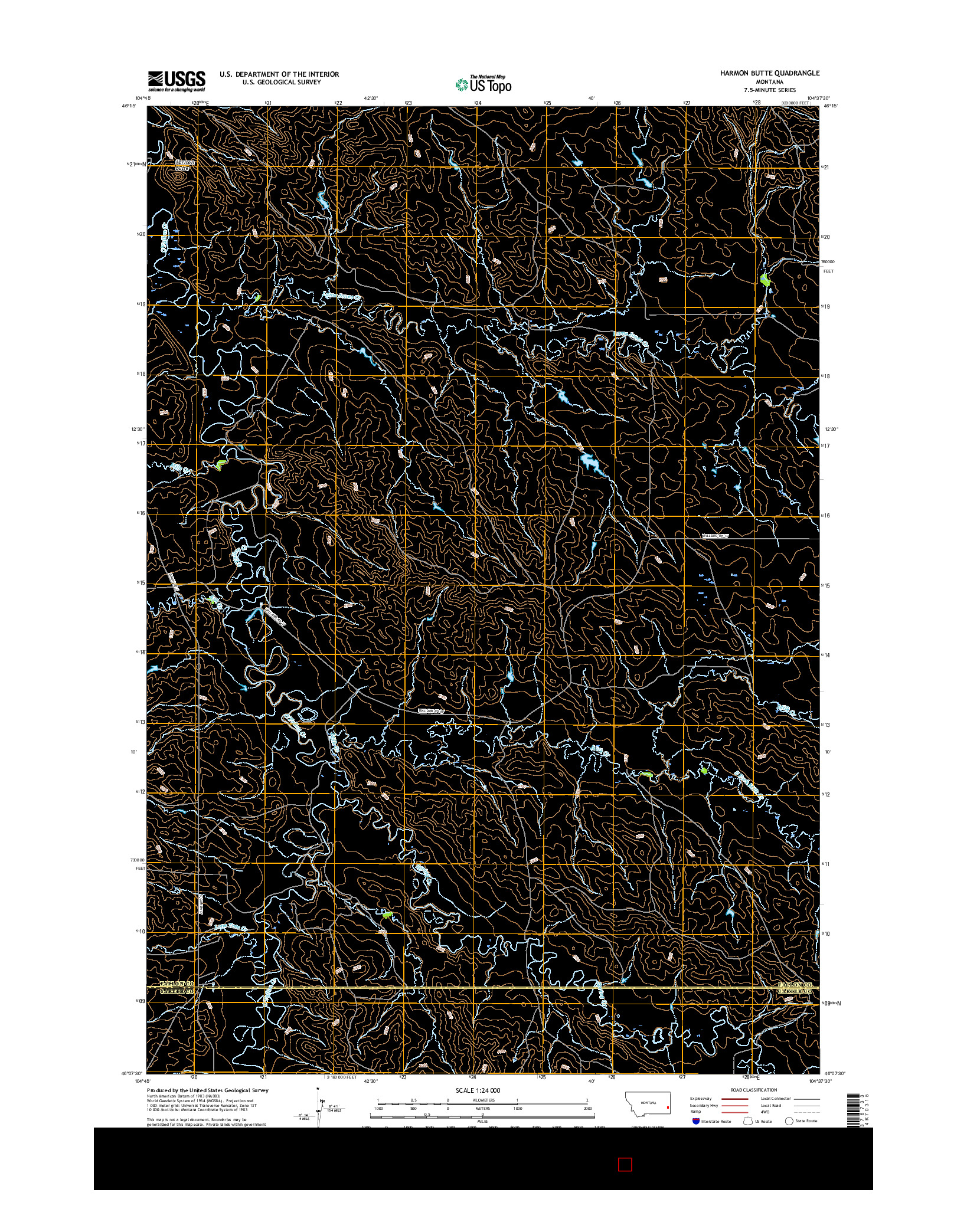 USGS US TOPO 7.5-MINUTE MAP FOR HARMON BUTTE, MT 2017