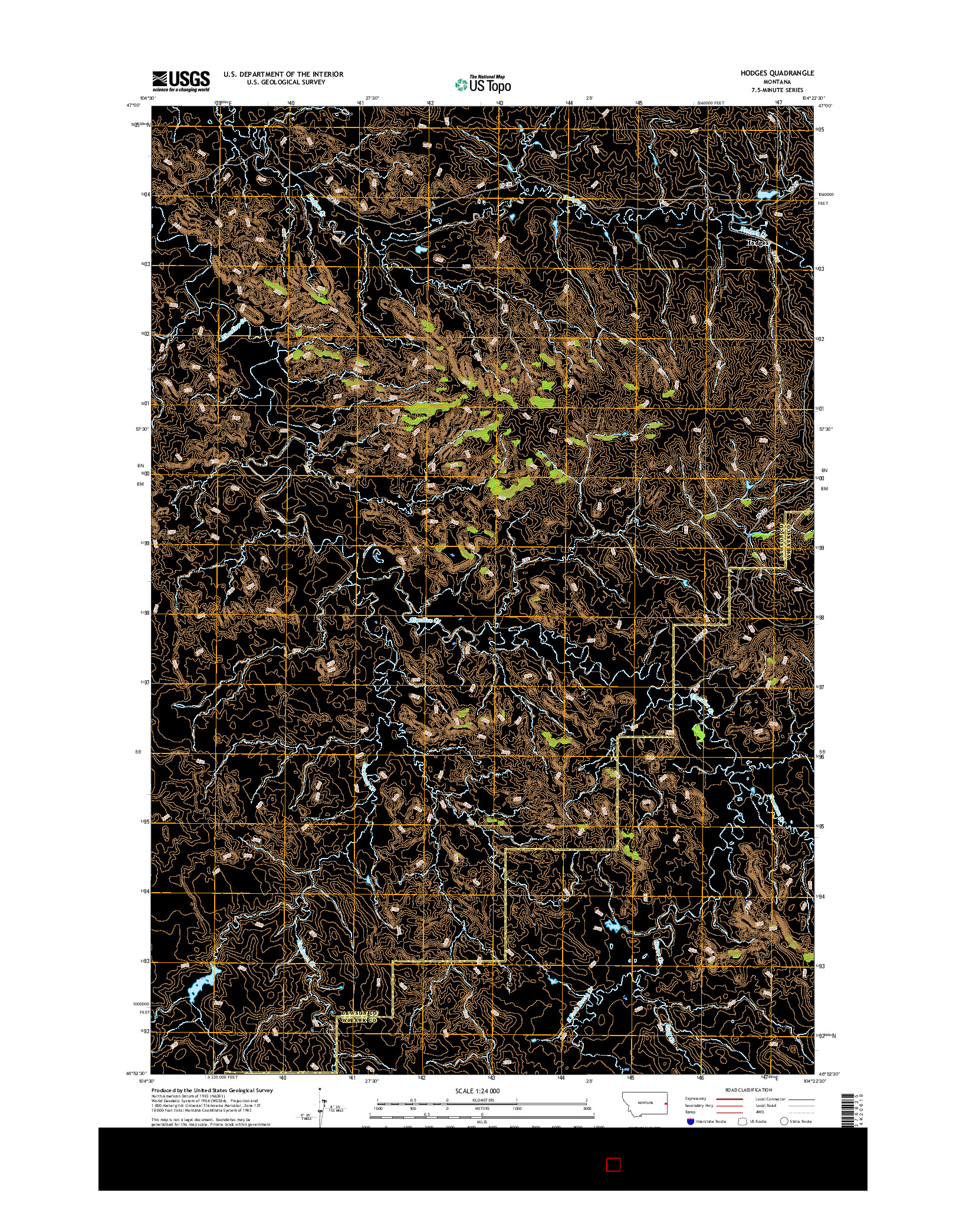 USGS US TOPO 7.5-MINUTE MAP FOR HODGES, MT 2017