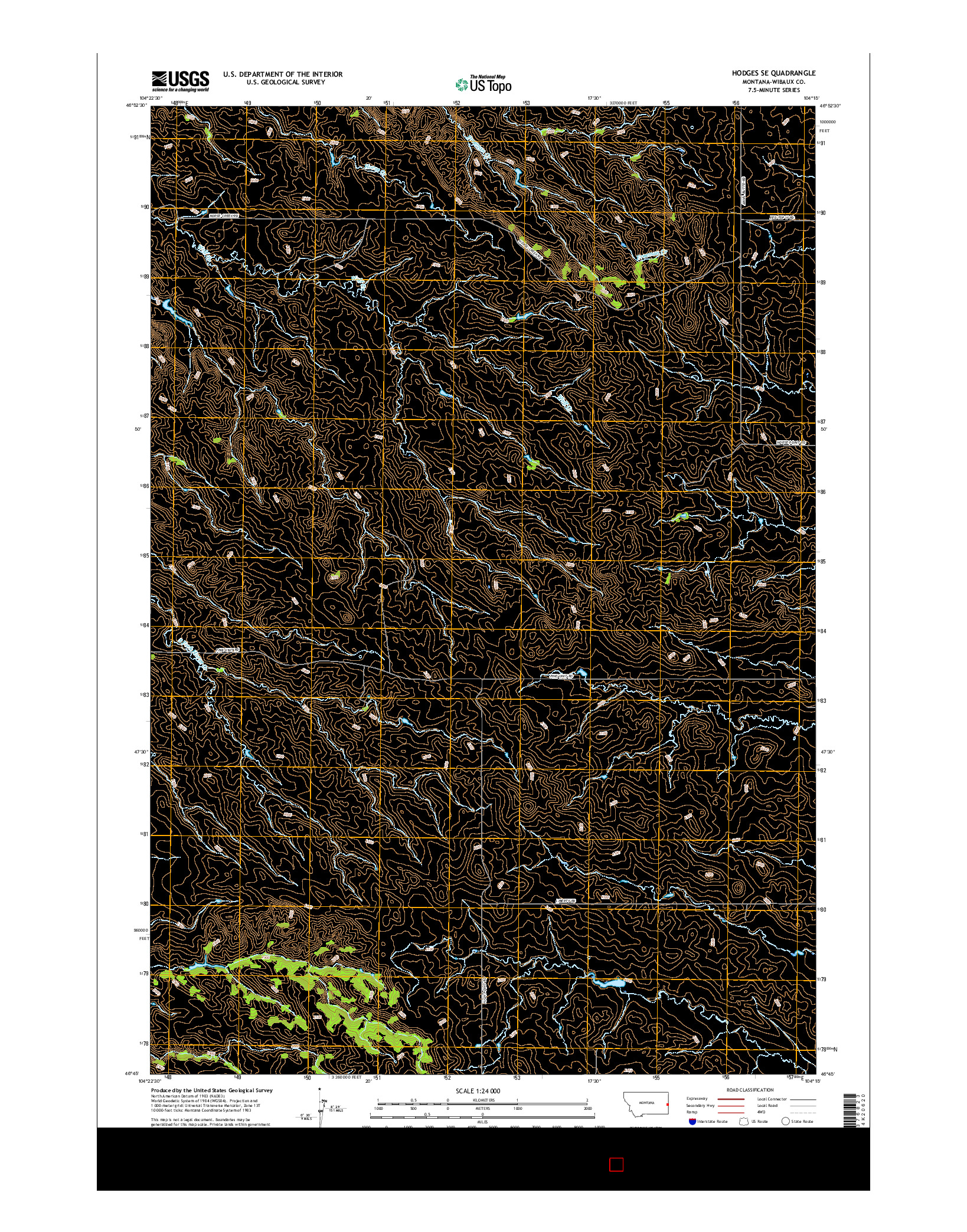 USGS US TOPO 7.5-MINUTE MAP FOR HODGES SE, MT 2017