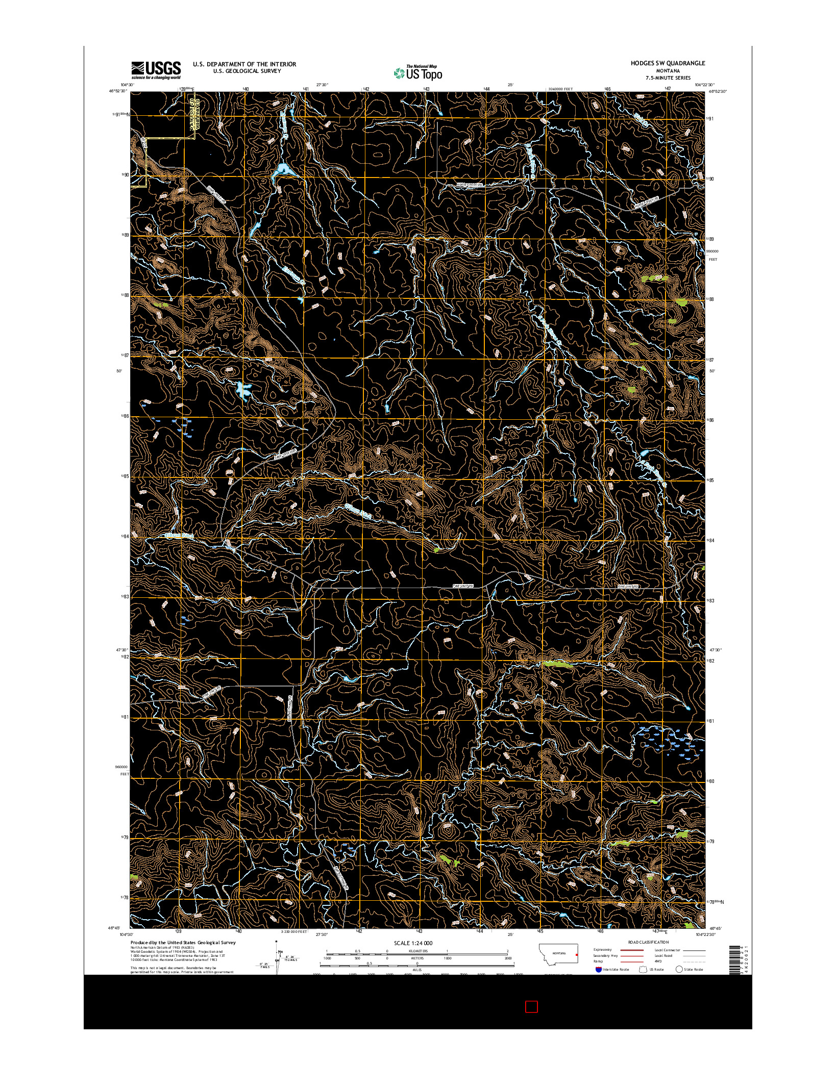 USGS US TOPO 7.5-MINUTE MAP FOR HODGES SW, MT 2017