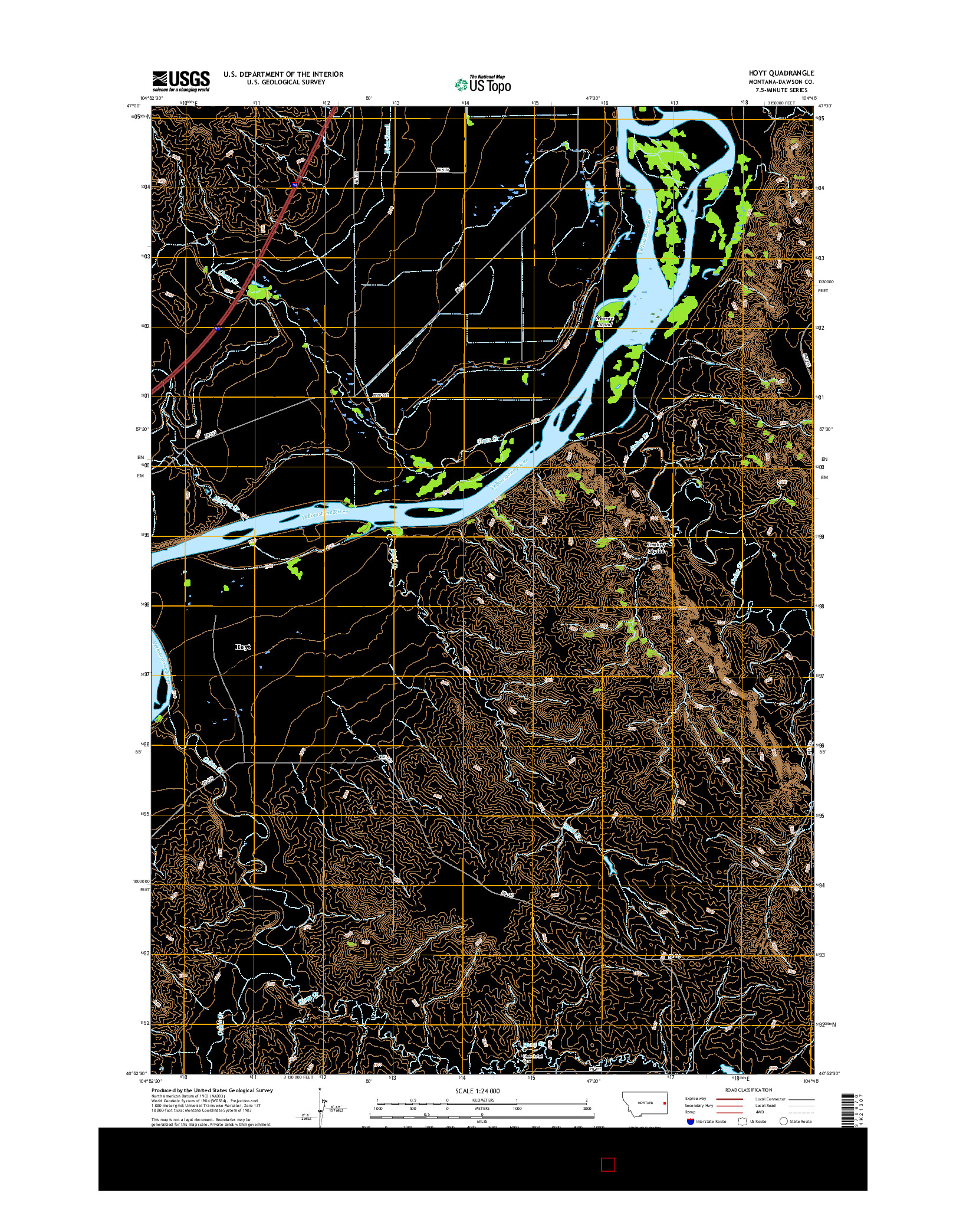 USGS US TOPO 7.5-MINUTE MAP FOR HOYT, MT 2017