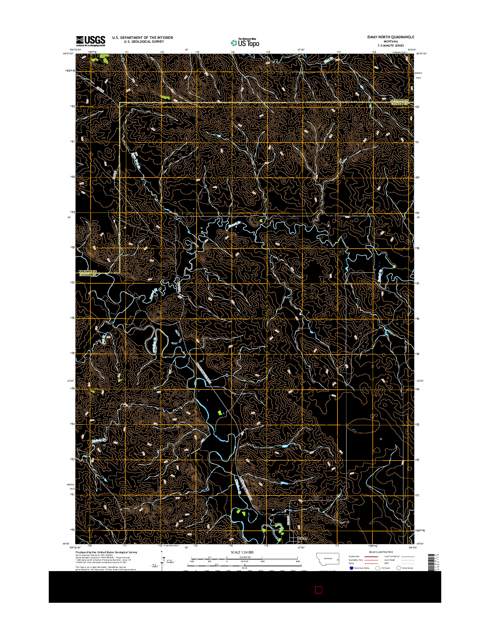 USGS US TOPO 7.5-MINUTE MAP FOR ISMAY NORTH, MT 2017