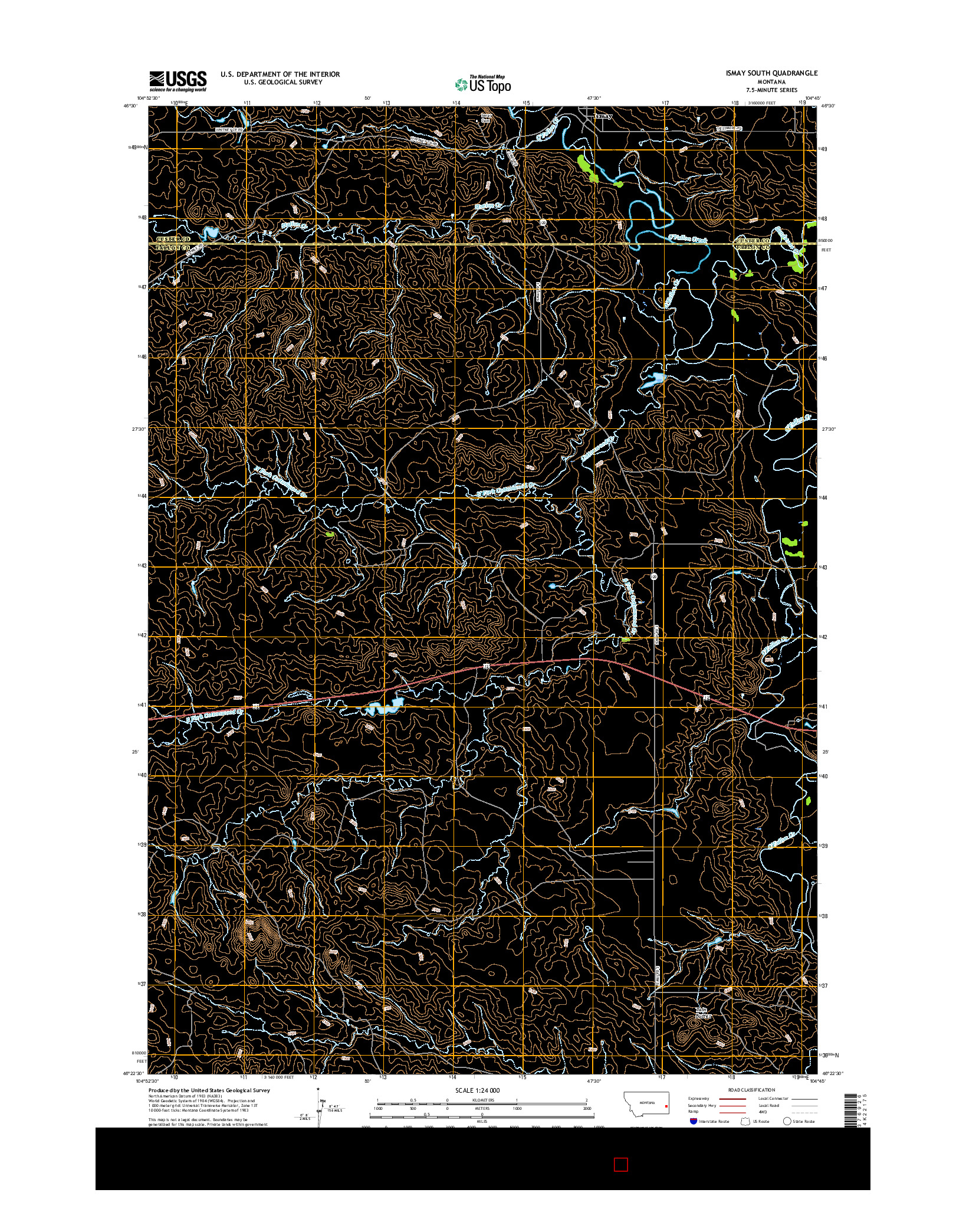 USGS US TOPO 7.5-MINUTE MAP FOR ISMAY SOUTH, MT 2017