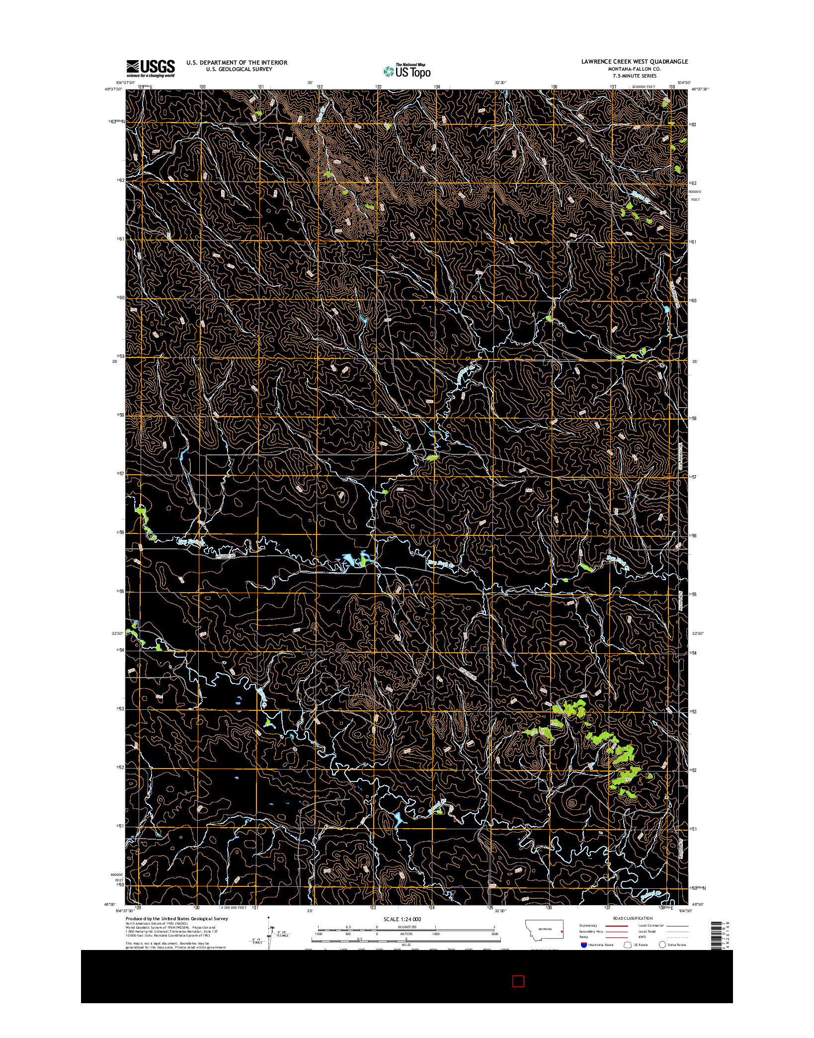 USGS US TOPO 7.5-MINUTE MAP FOR LAWRENCE CREEK WEST, MT 2017