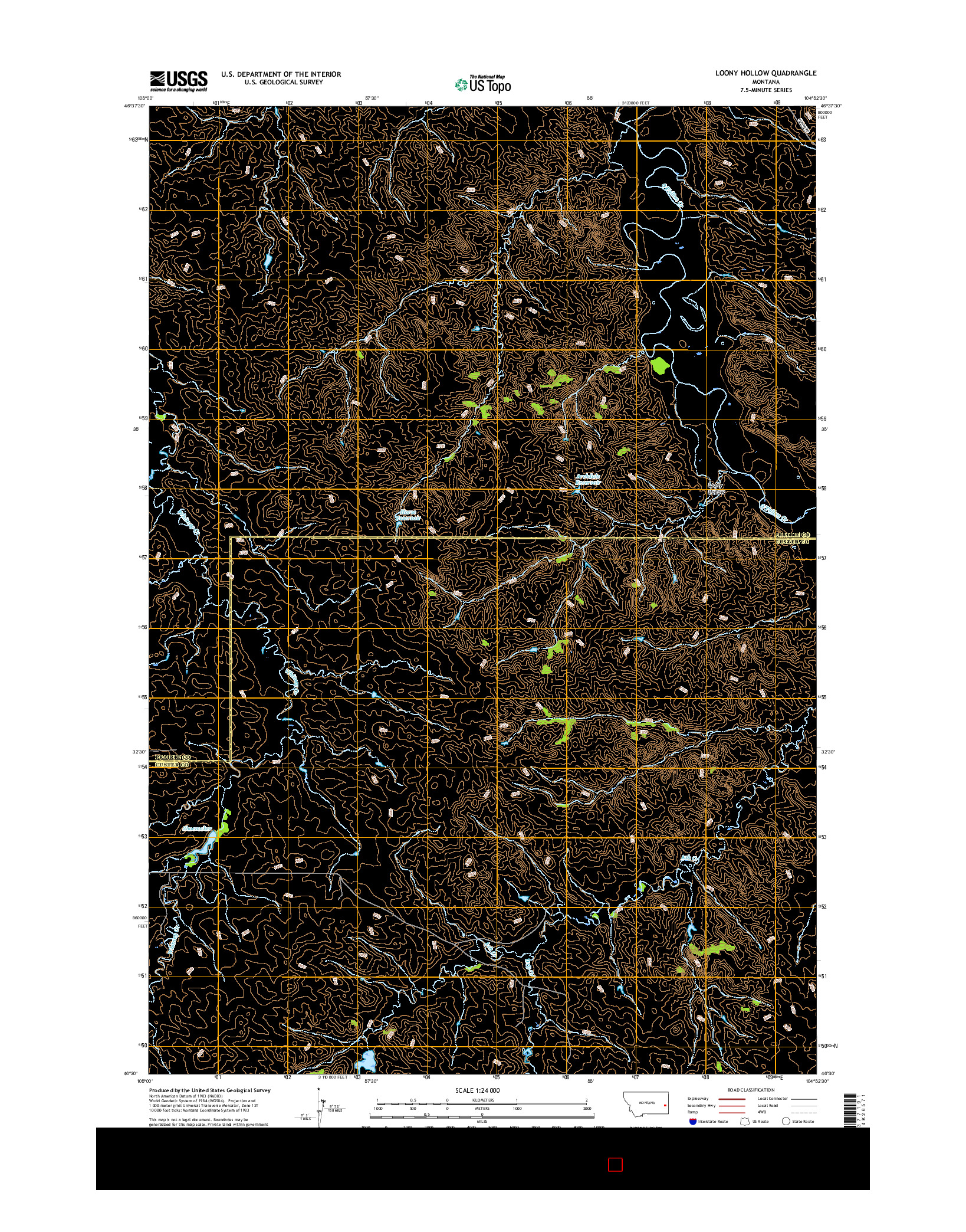 USGS US TOPO 7.5-MINUTE MAP FOR LOONY HOLLOW, MT 2017