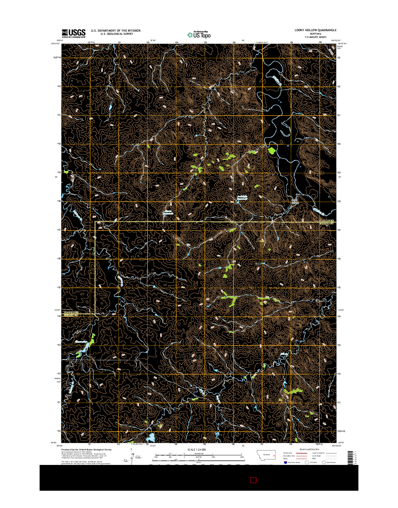 USGS US TOPO 7.5-MINUTE MAP FOR LOONY HOLLOW, MT 2017