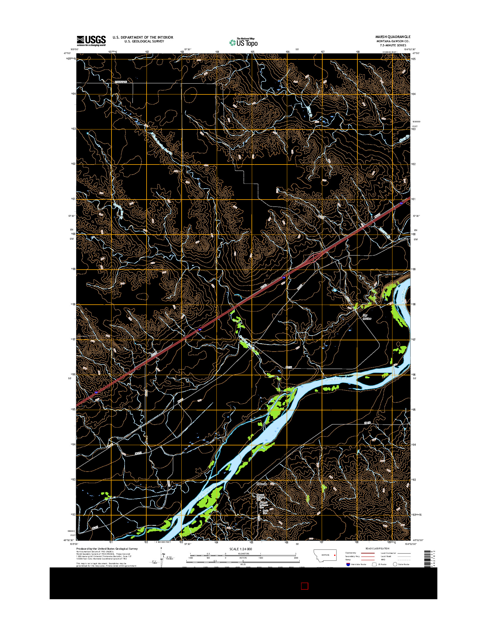 USGS US TOPO 7.5-MINUTE MAP FOR MARSH, MT 2017