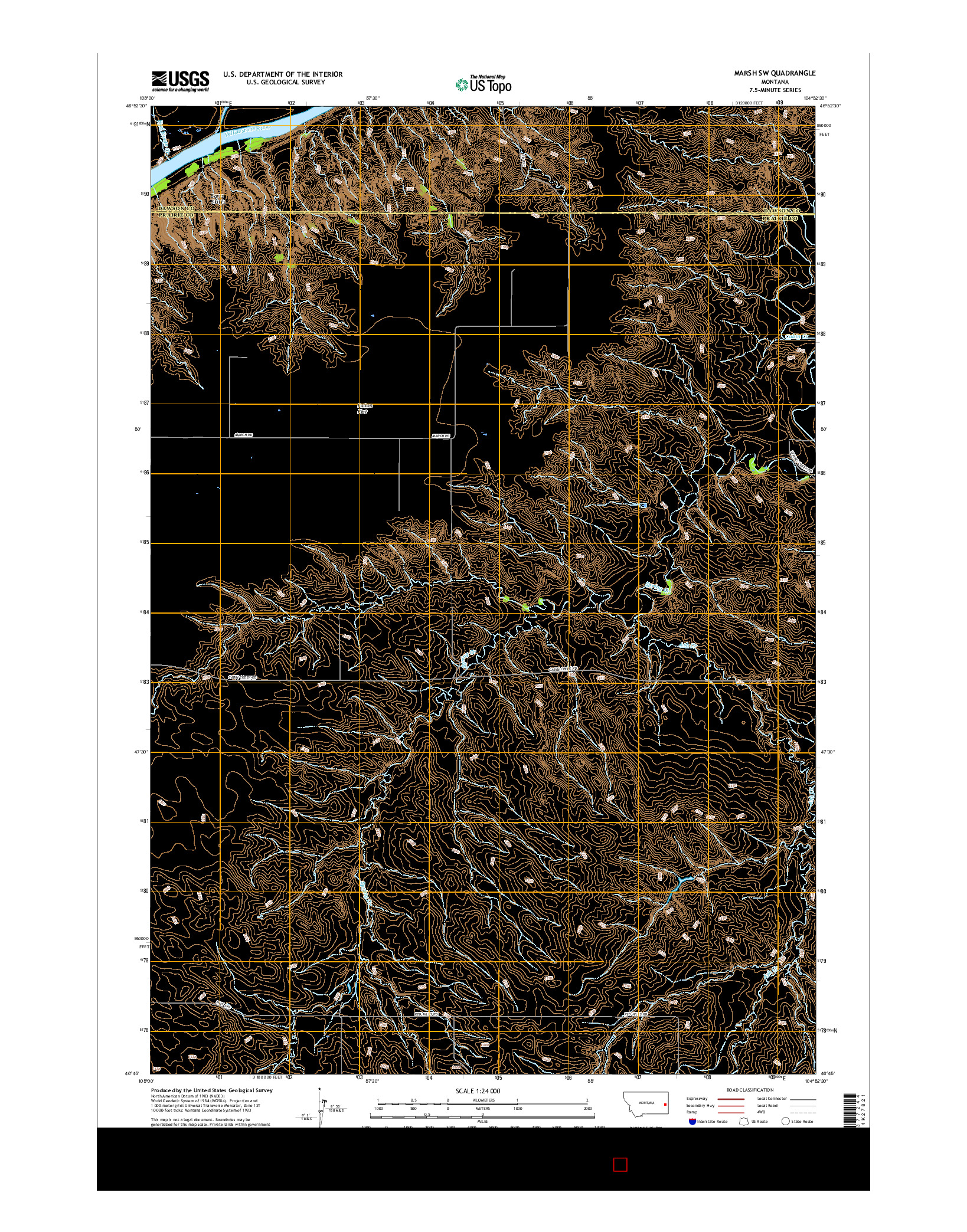 USGS US TOPO 7.5-MINUTE MAP FOR MARSH SW, MT 2017
