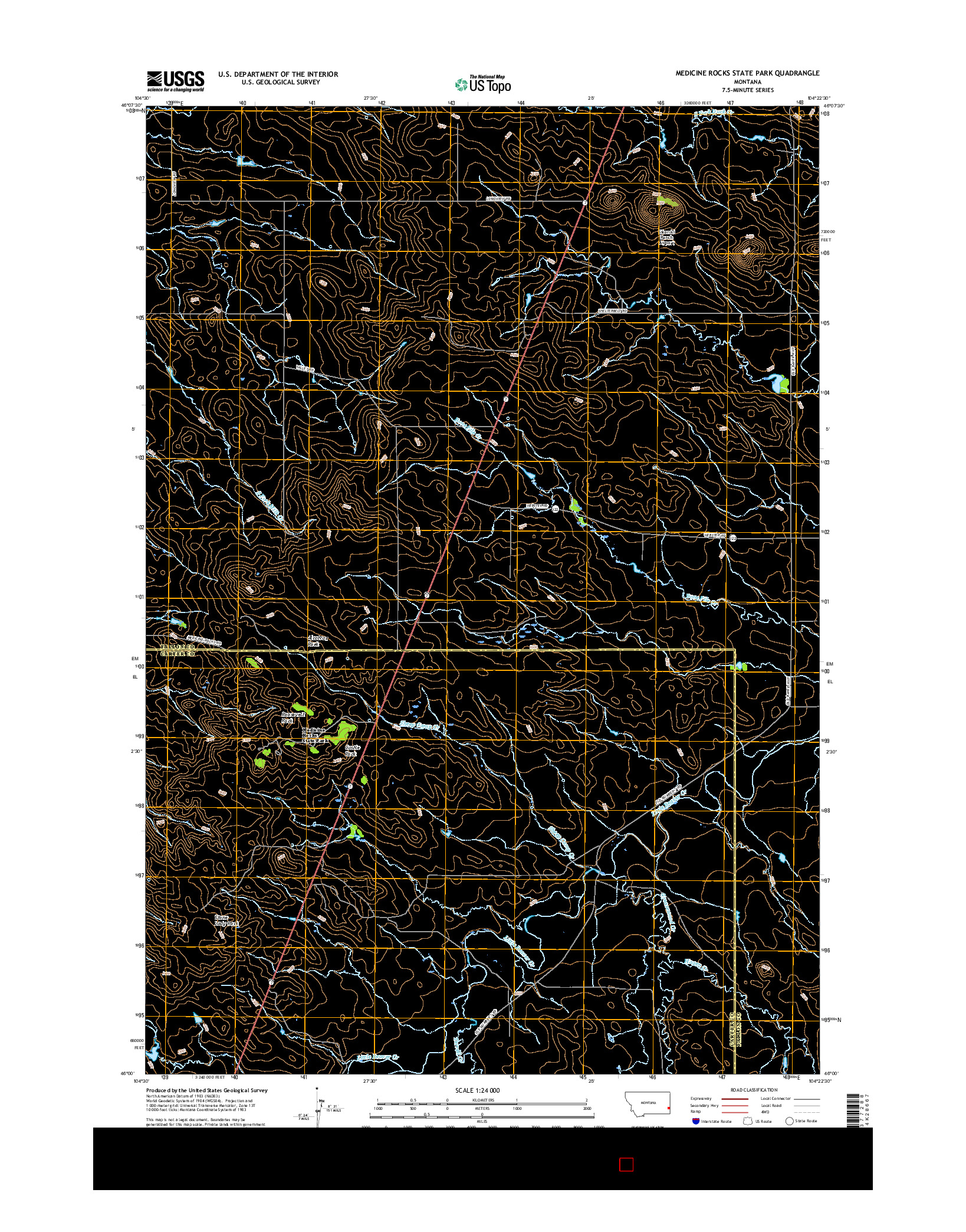 USGS US TOPO 7.5-MINUTE MAP FOR MEDICINE ROCKS STATE PARK, MT 2017