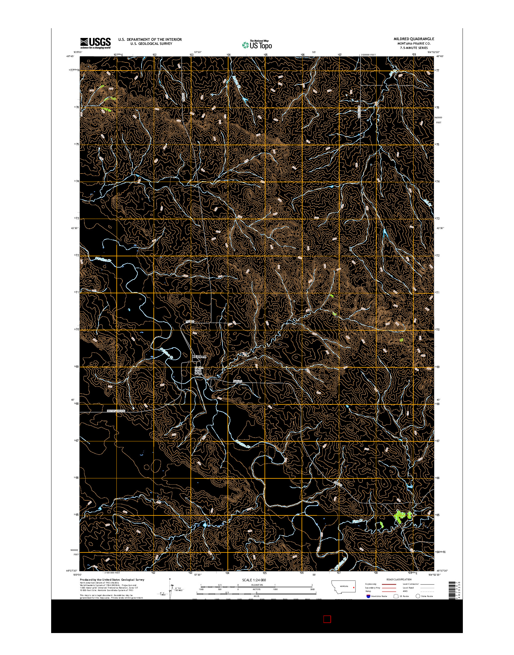 USGS US TOPO 7.5-MINUTE MAP FOR MILDRED, MT 2017