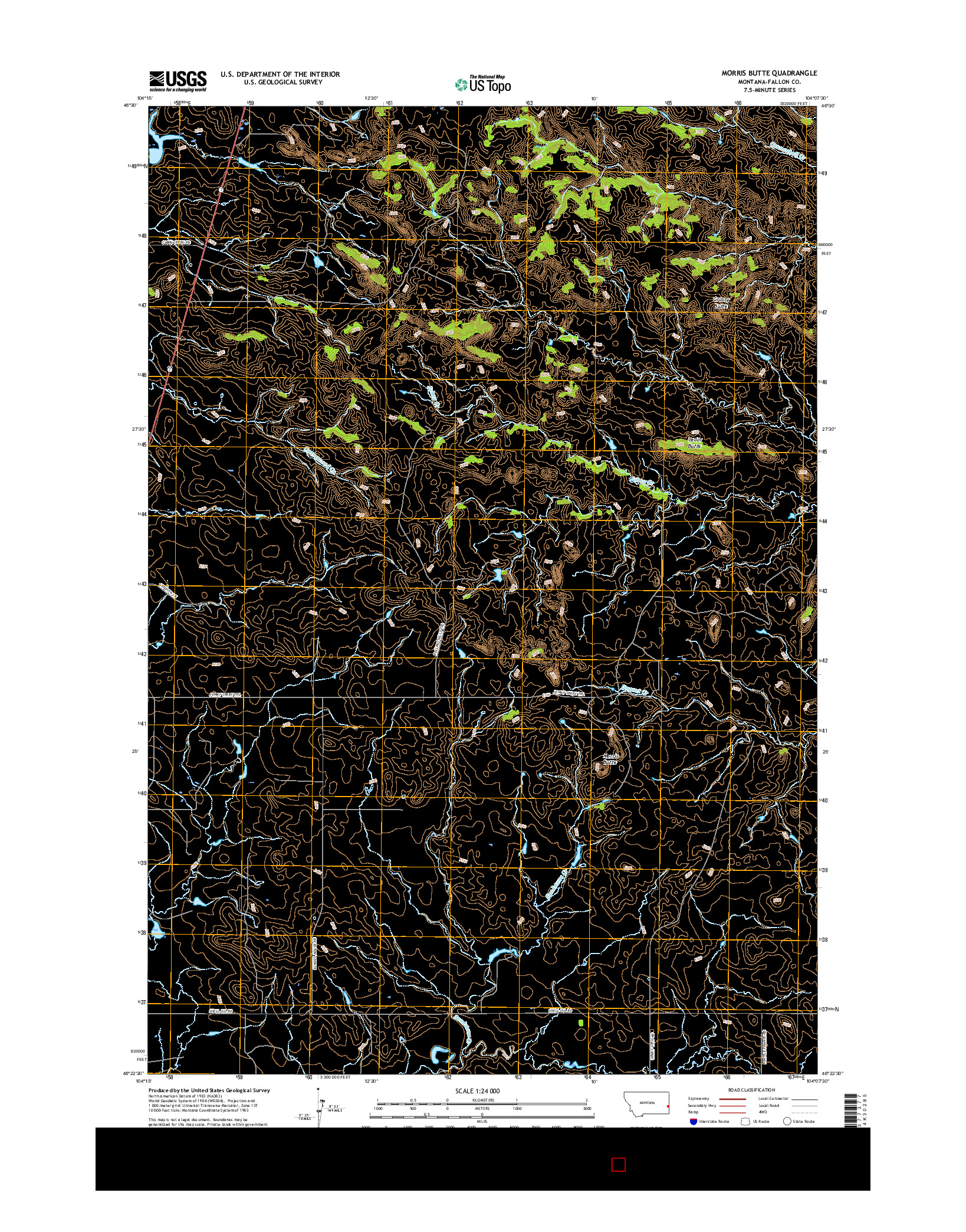 USGS US TOPO 7.5-MINUTE MAP FOR MORRIS BUTTE, MT 2017