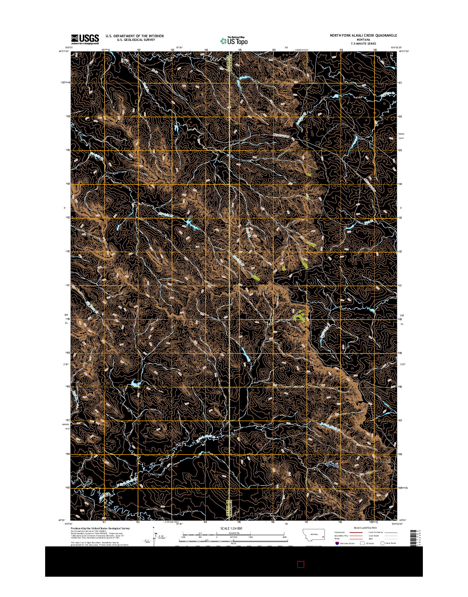 USGS US TOPO 7.5-MINUTE MAP FOR NORTH FORK ALKALI CREEK, MT 2017