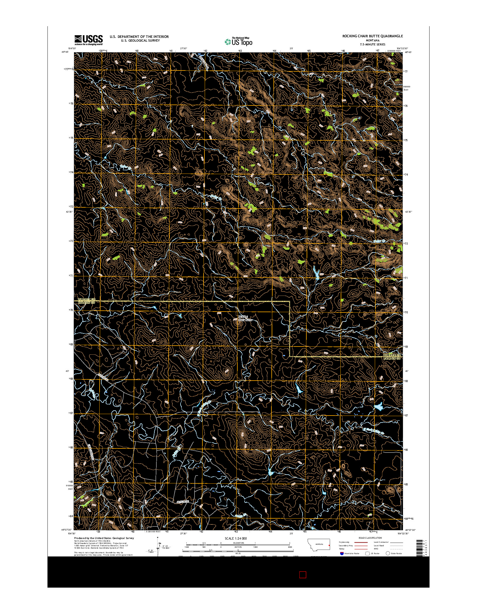 USGS US TOPO 7.5-MINUTE MAP FOR ROCKING CHAIR BUTTE, MT 2017