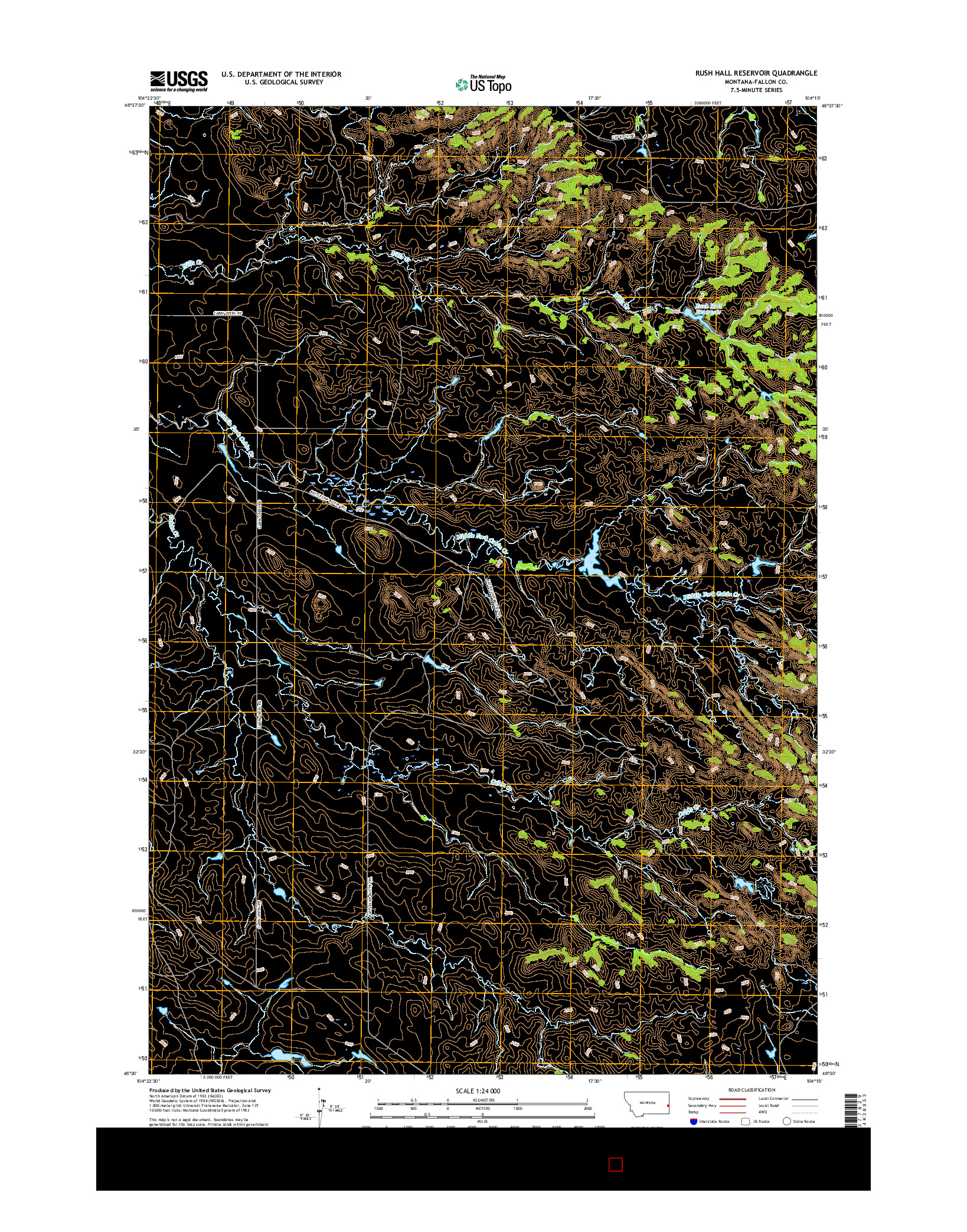 USGS US TOPO 7.5-MINUTE MAP FOR RUSH HALL RESERVOIR, MT 2017