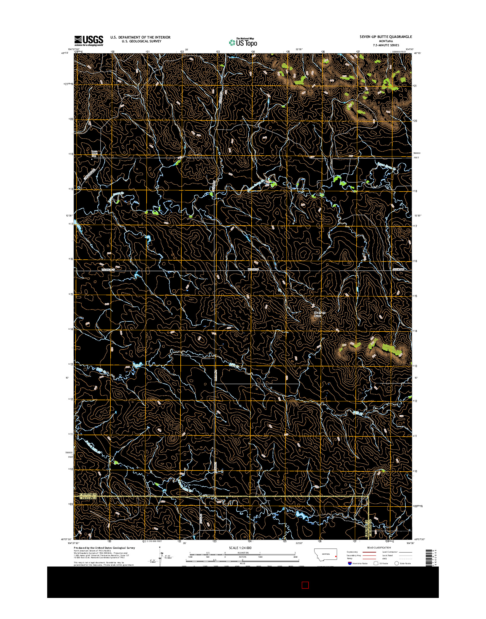 USGS US TOPO 7.5-MINUTE MAP FOR SEVEN-UP BUTTE, MT 2017