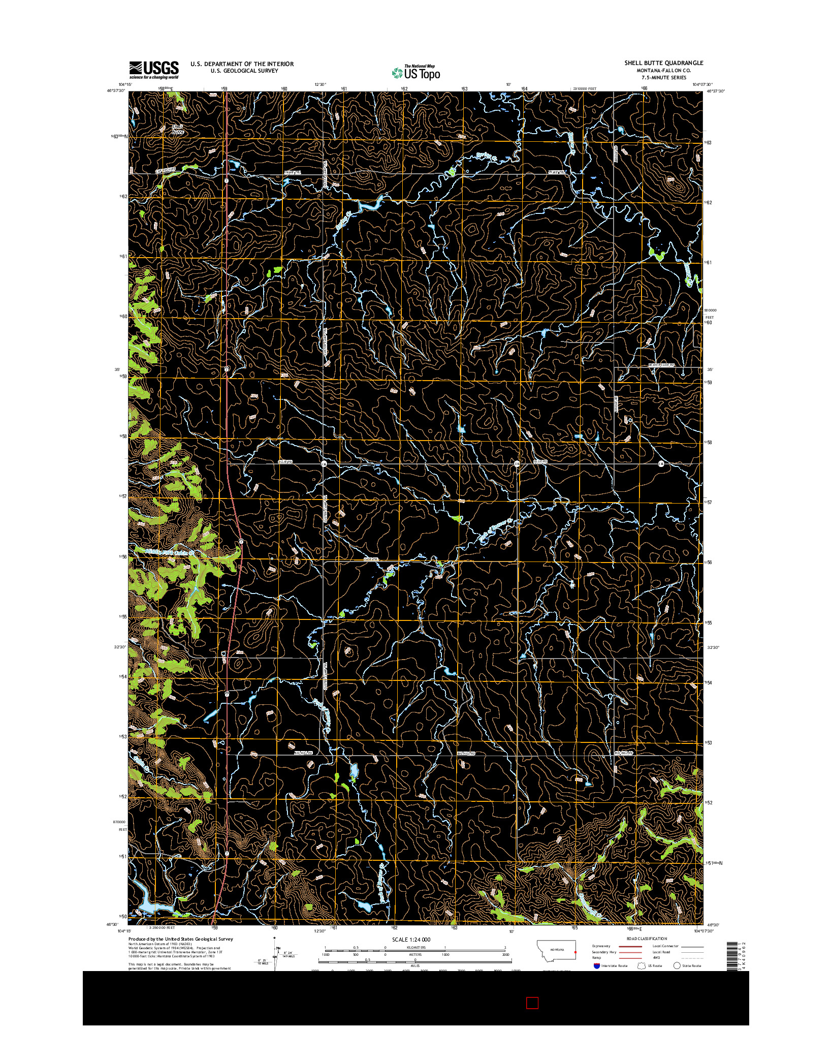 USGS US TOPO 7.5-MINUTE MAP FOR SHELL BUTTE, MT 2017