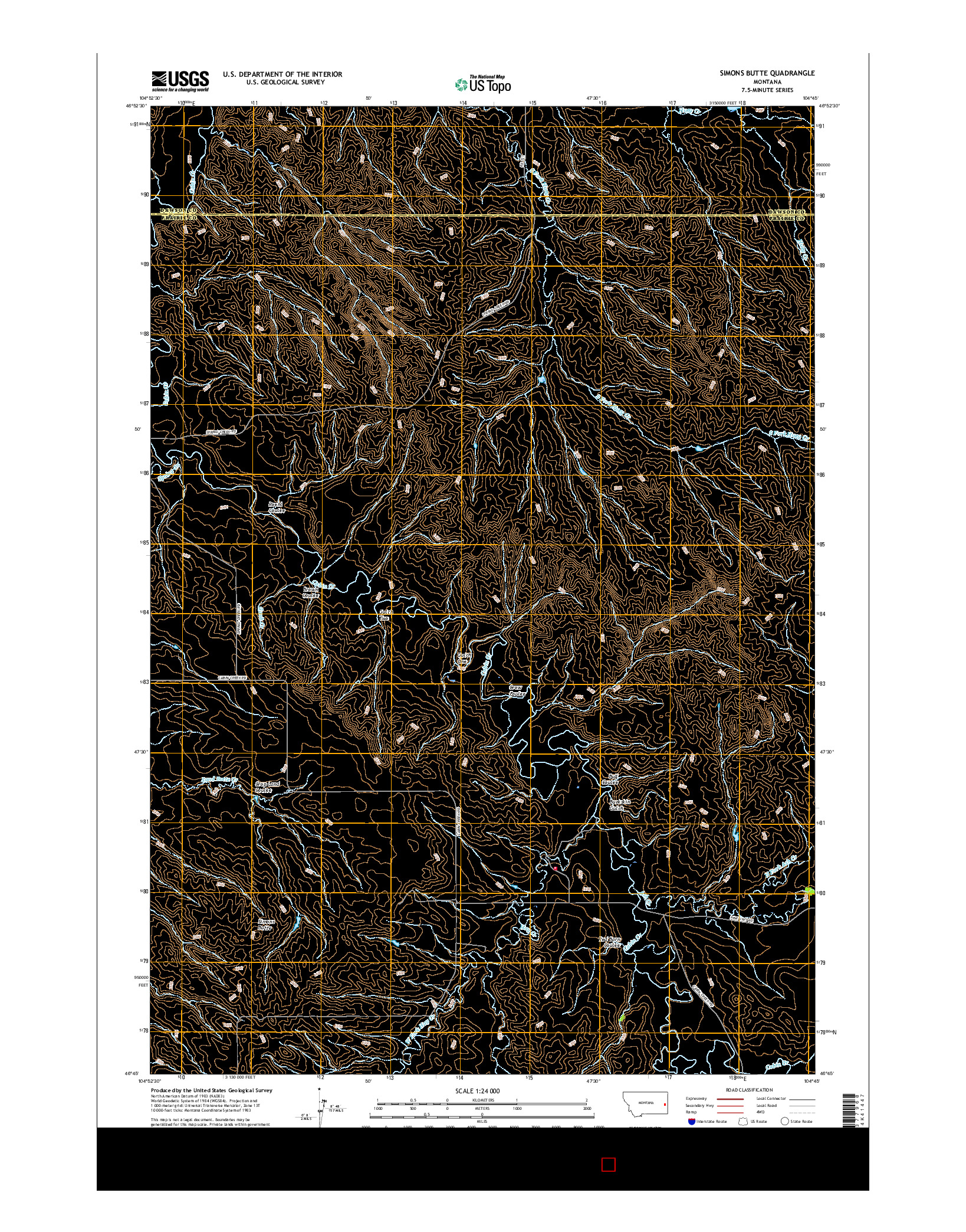 USGS US TOPO 7.5-MINUTE MAP FOR SIMONS BUTTE, MT 2017