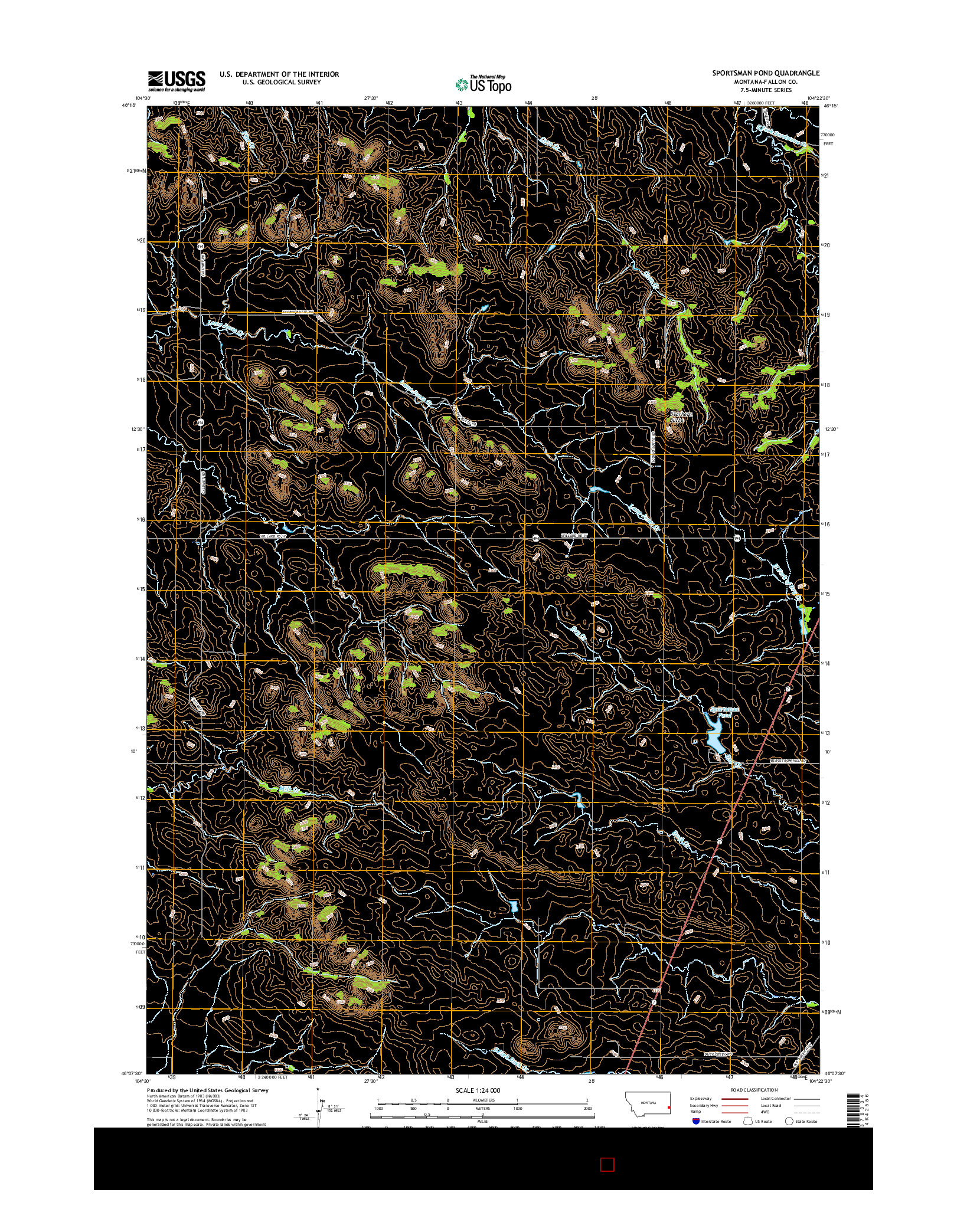 USGS US TOPO 7.5-MINUTE MAP FOR SPORTSMAN POND, MT 2017