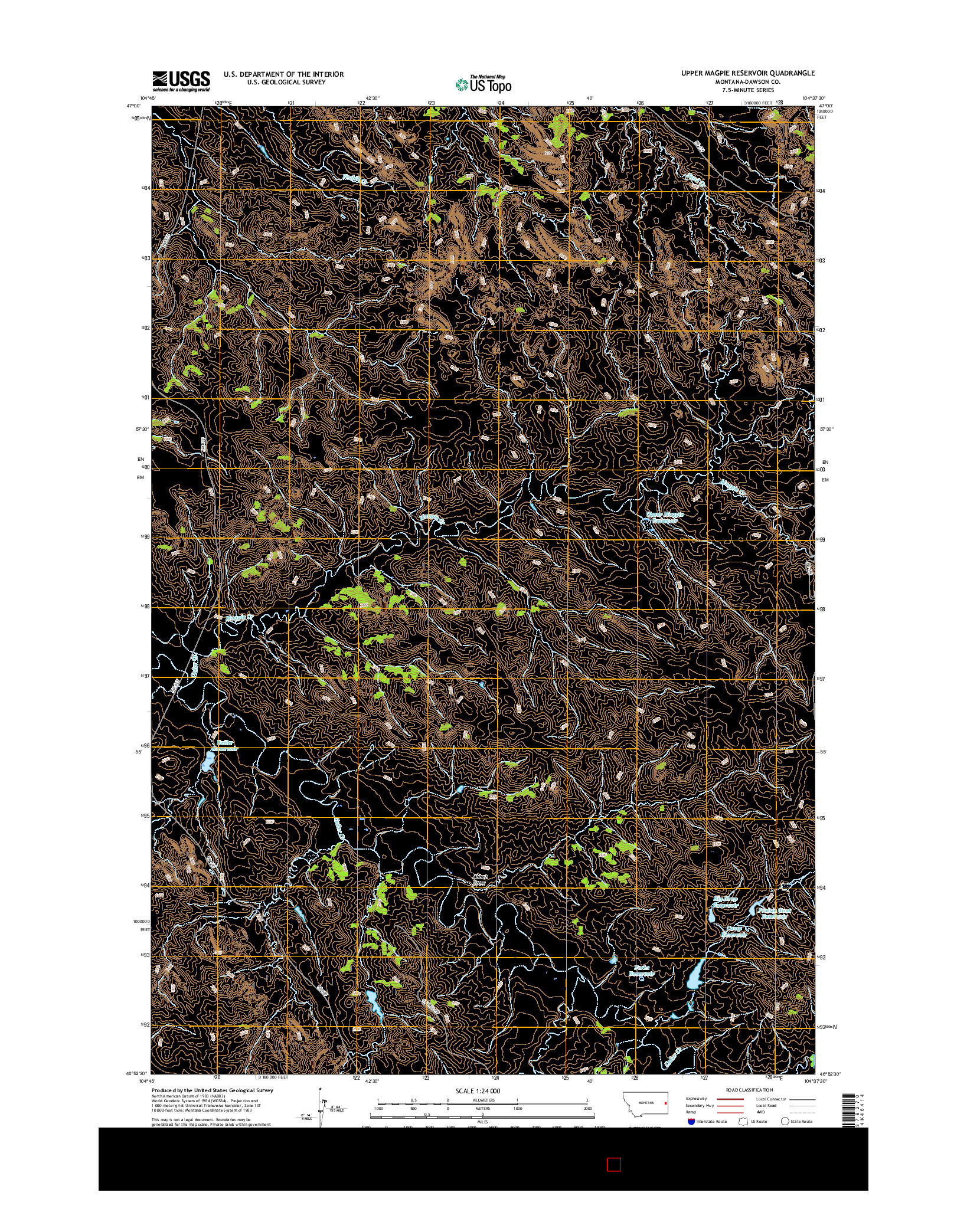 USGS US TOPO 7.5-MINUTE MAP FOR UPPER MAGPIE RESERVOIR, MT 2017