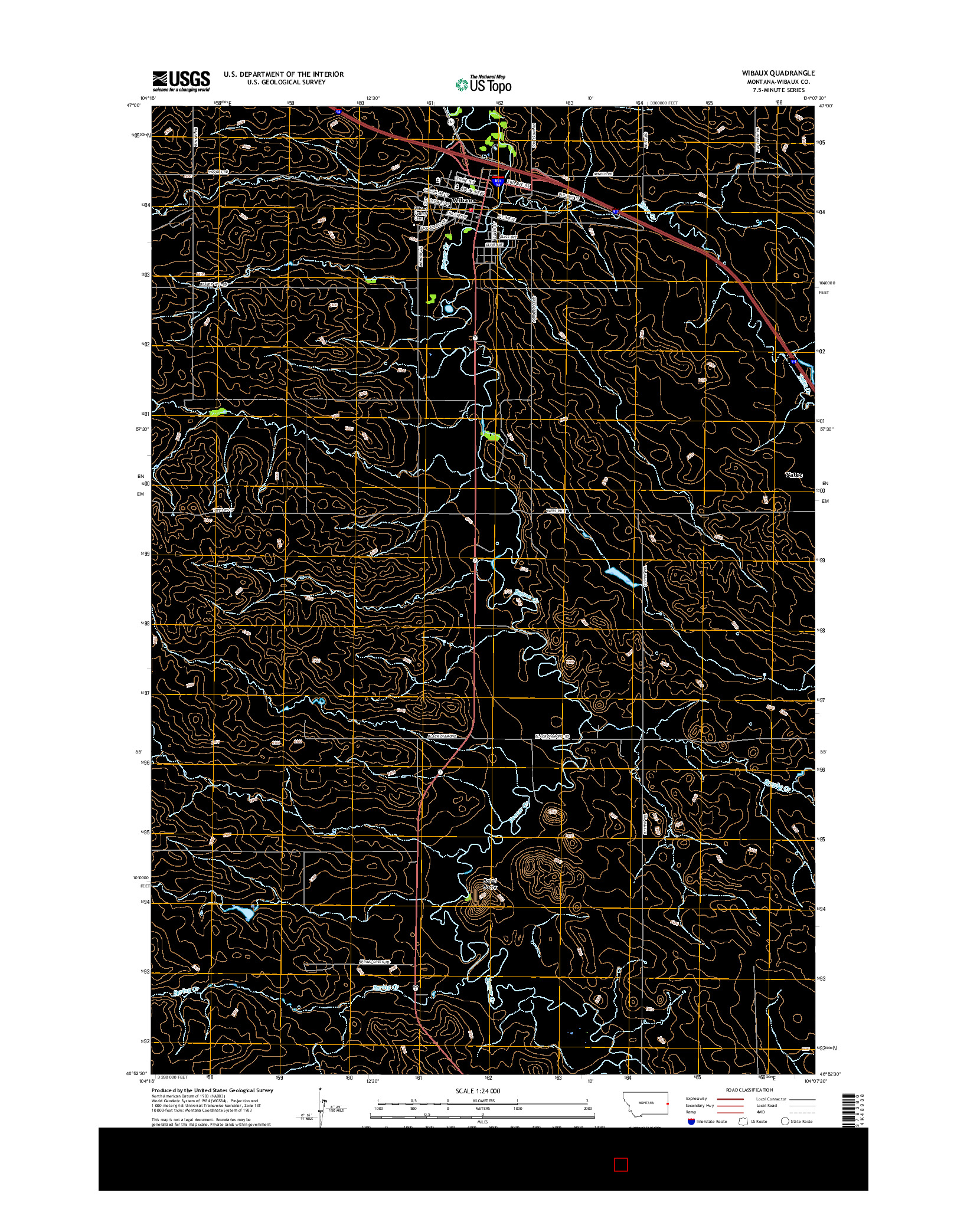 USGS US TOPO 7.5-MINUTE MAP FOR WIBAUX, MT 2017