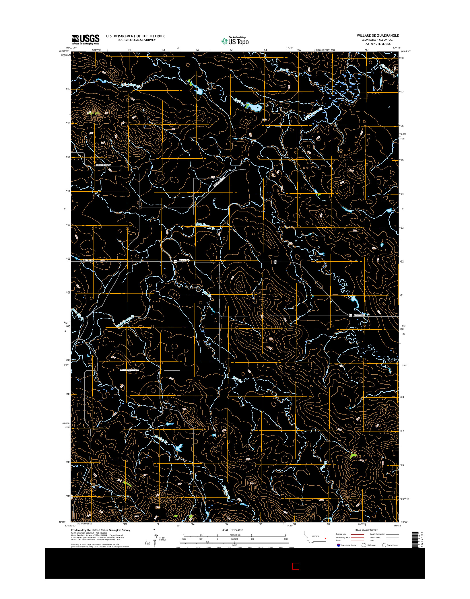 USGS US TOPO 7.5-MINUTE MAP FOR WILLARD SE, MT 2017