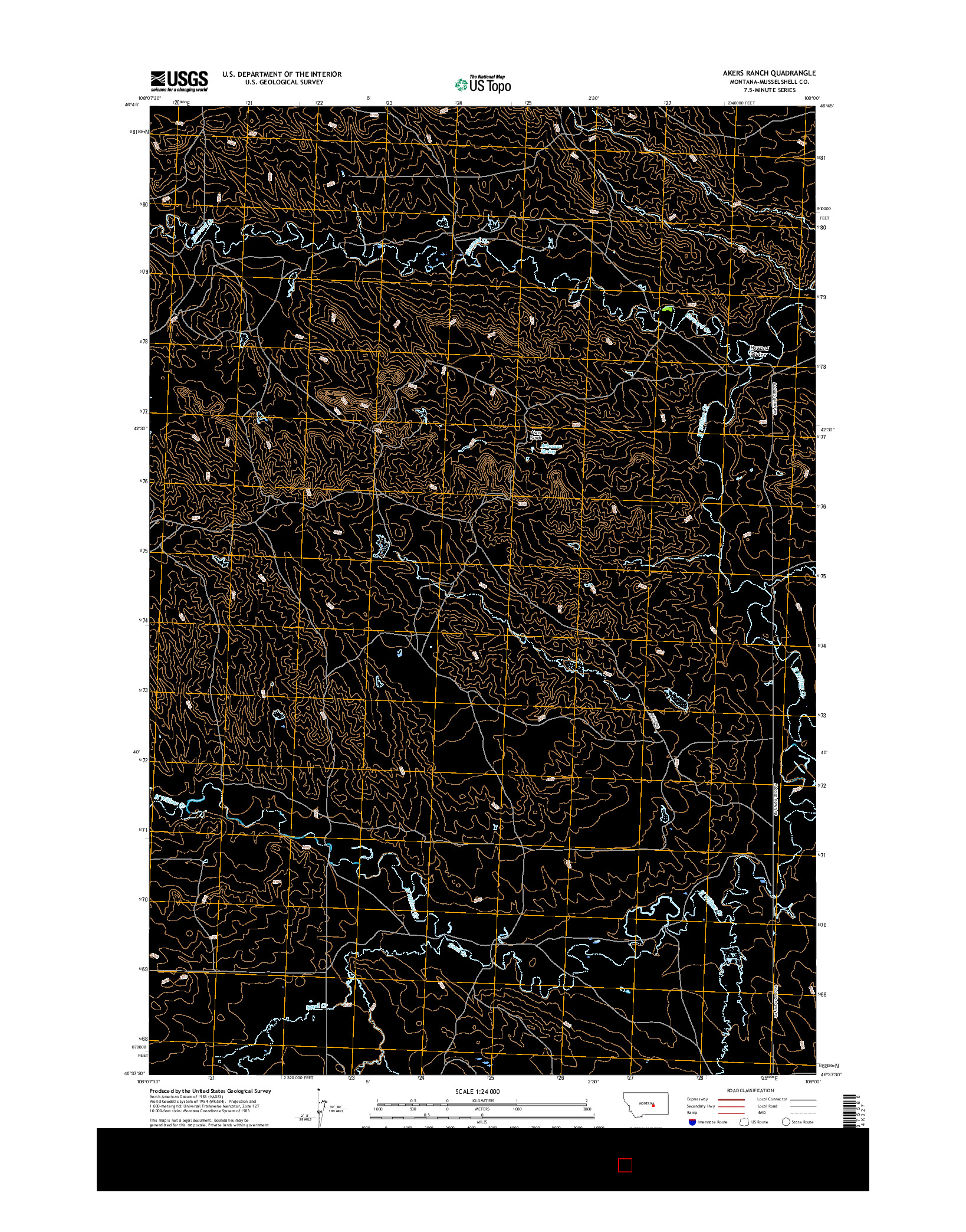 USGS US TOPO 7.5-MINUTE MAP FOR AKERS RANCH, MT 2017