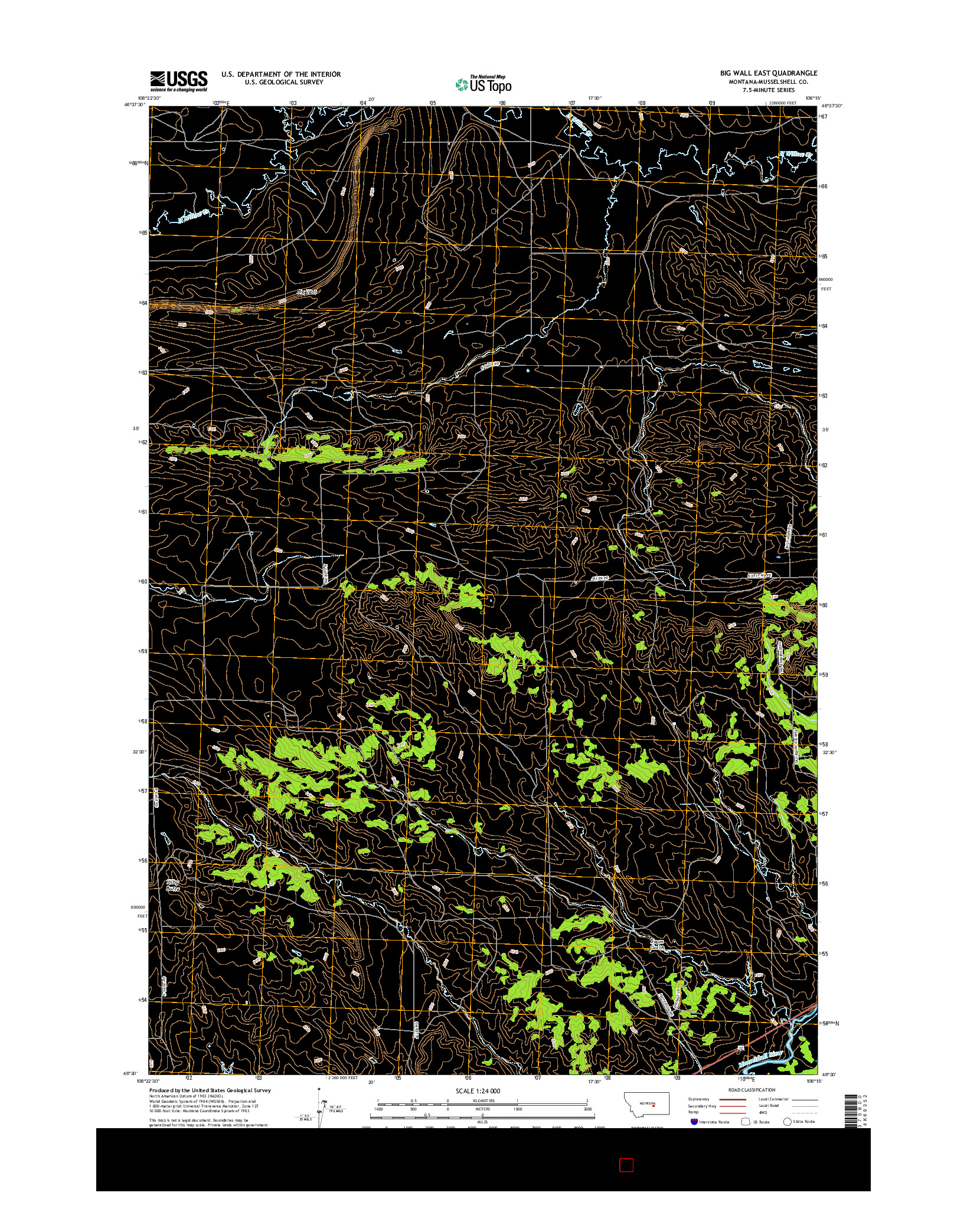 USGS US TOPO 7.5-MINUTE MAP FOR BIG WALL EAST, MT 2017