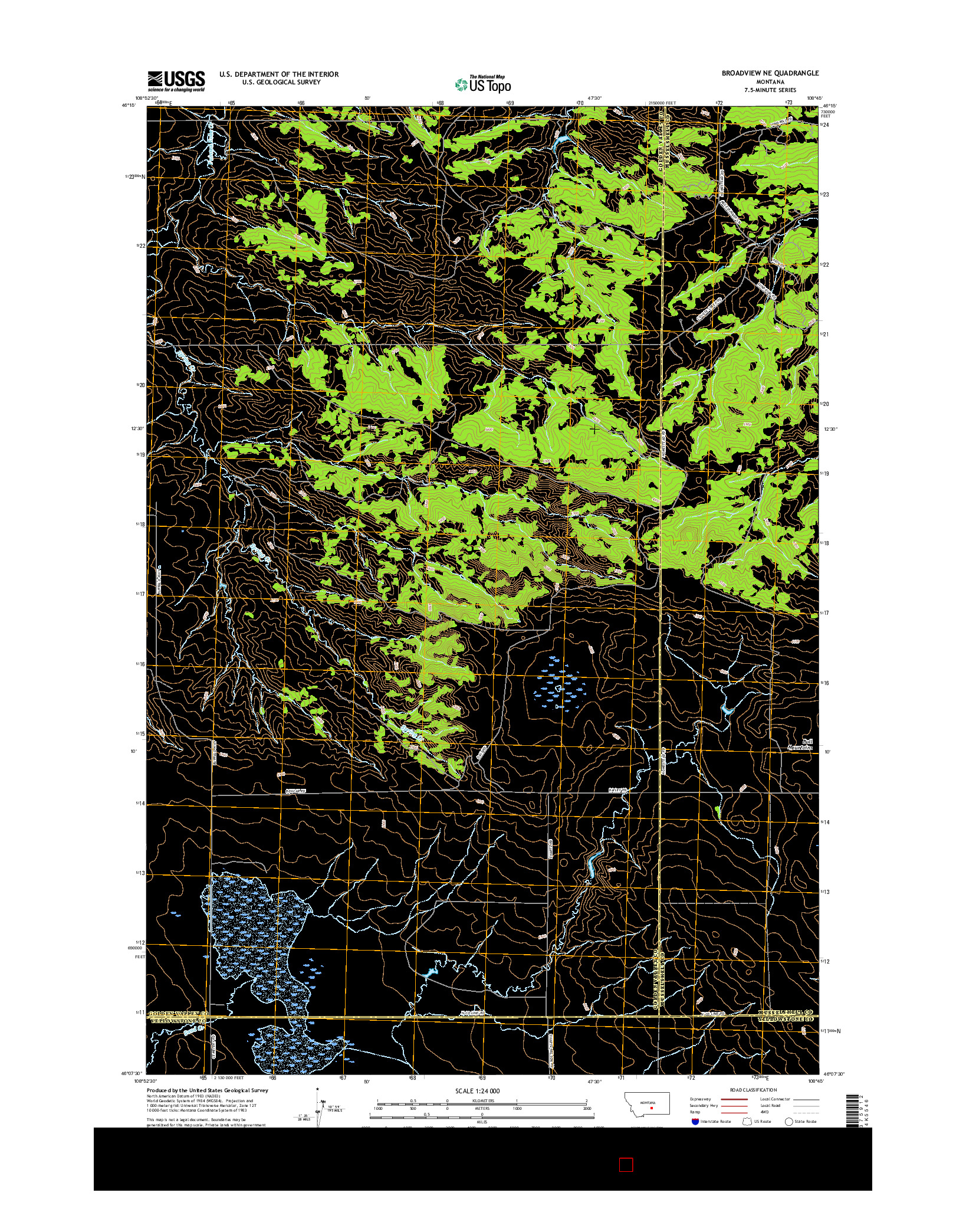 USGS US TOPO 7.5-MINUTE MAP FOR BROADVIEW NE, MT 2017