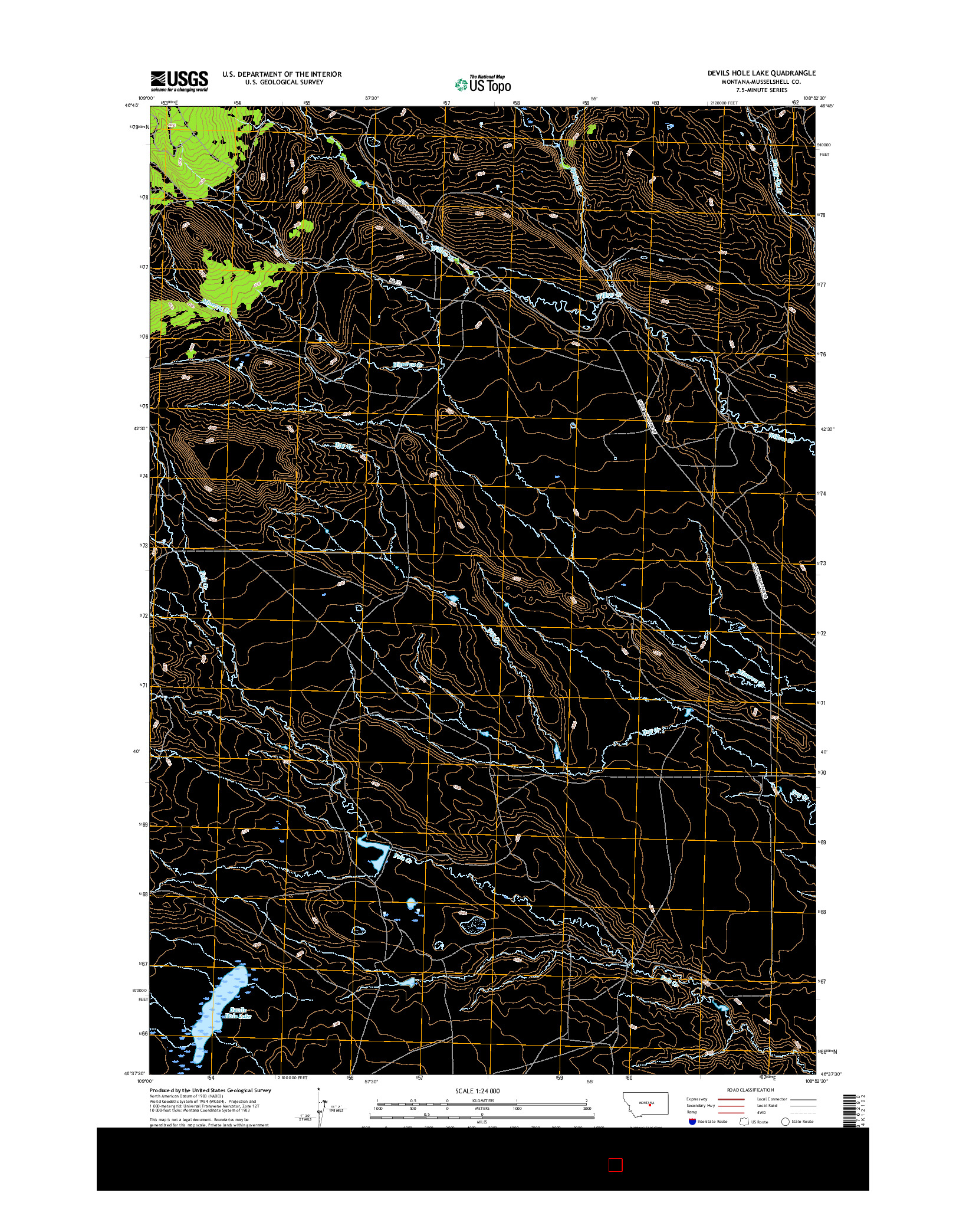 USGS US TOPO 7.5-MINUTE MAP FOR DEVILS HOLE LAKE, MT 2017