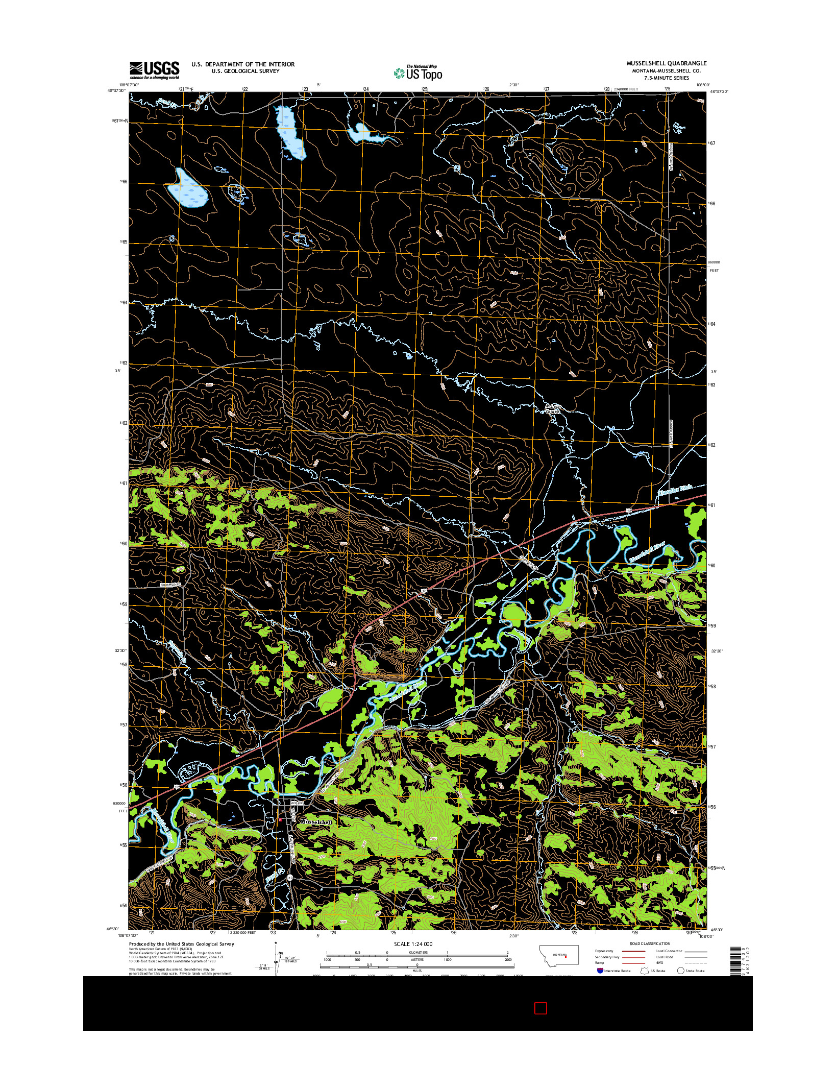 USGS US TOPO 7.5-MINUTE MAP FOR MUSSELSHELL, MT 2017
