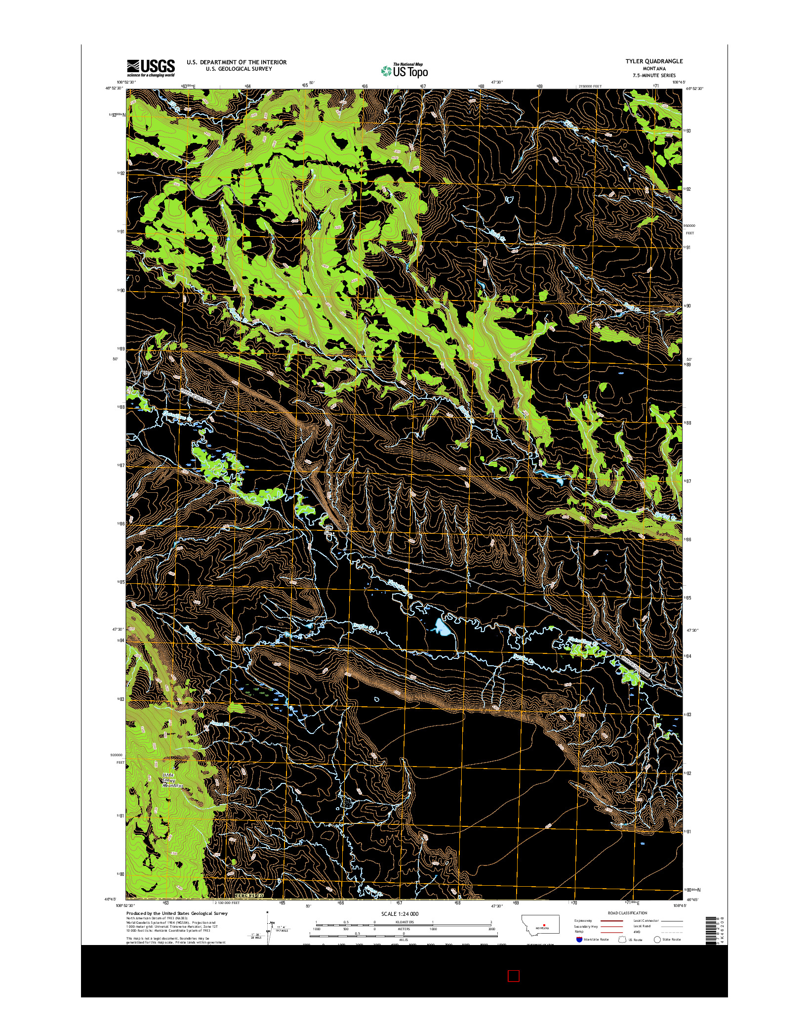 USGS US TOPO 7.5-MINUTE MAP FOR TYLER, MT 2017