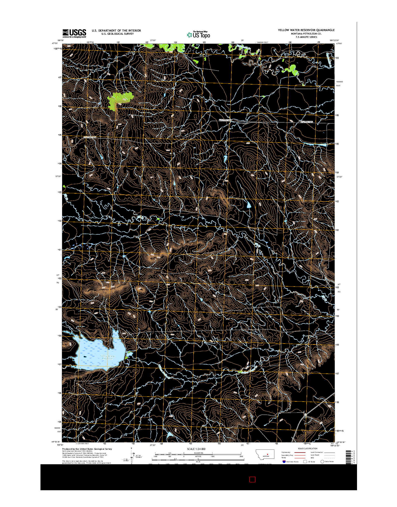 USGS US TOPO 7.5-MINUTE MAP FOR YELLOW WATER RESERVOIR, MT 2017