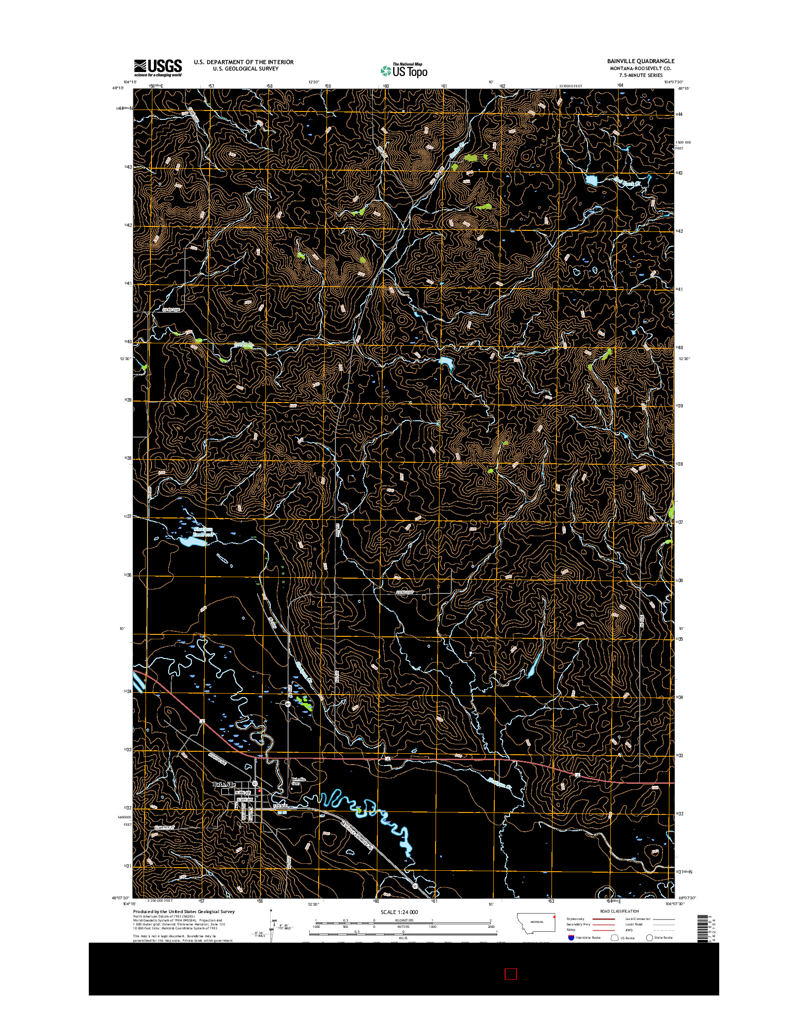 USGS US TOPO 7.5-MINUTE MAP FOR BAINVILLE, MT 2017