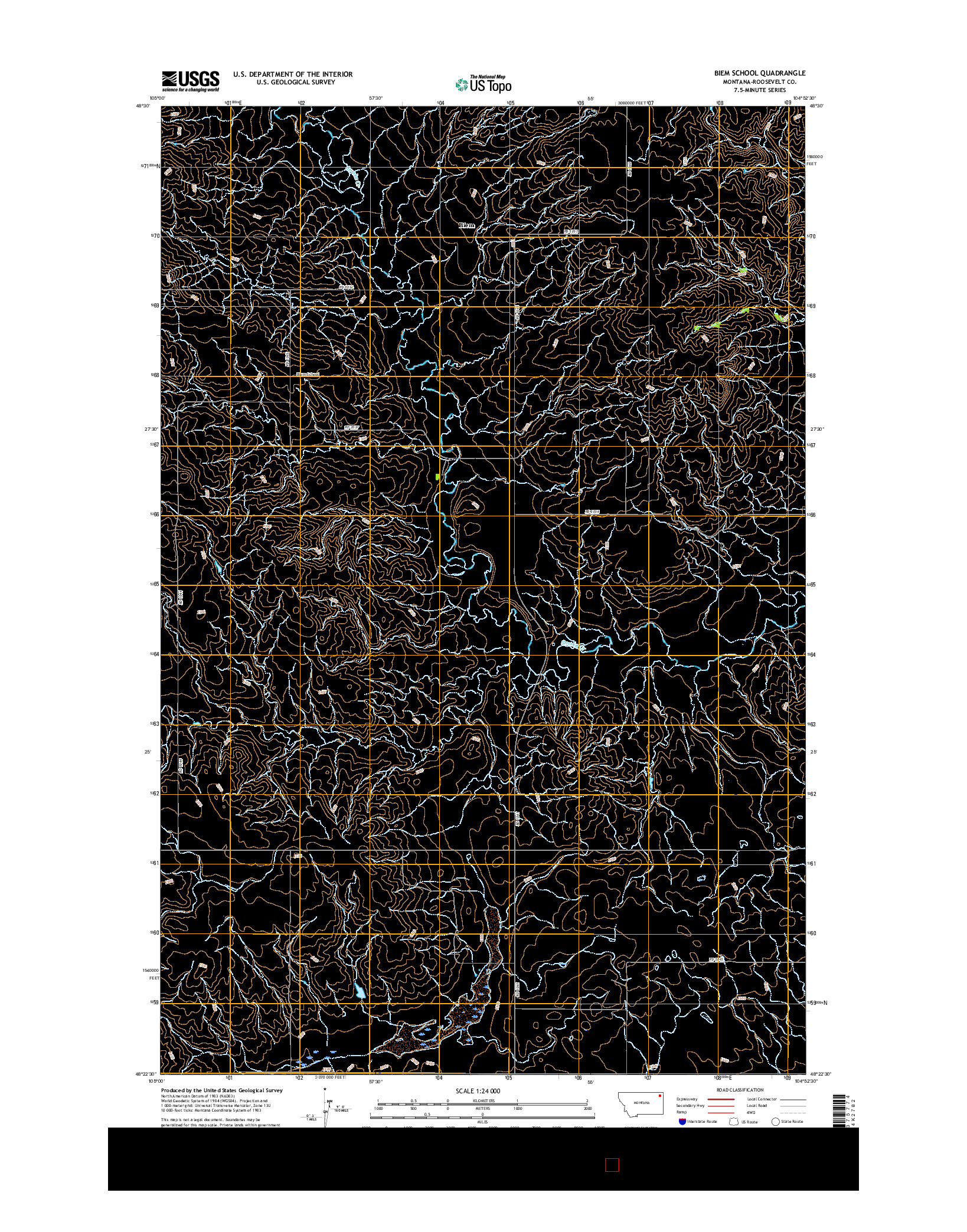 USGS US TOPO 7.5-MINUTE MAP FOR BIEM SCHOOL, MT 2017