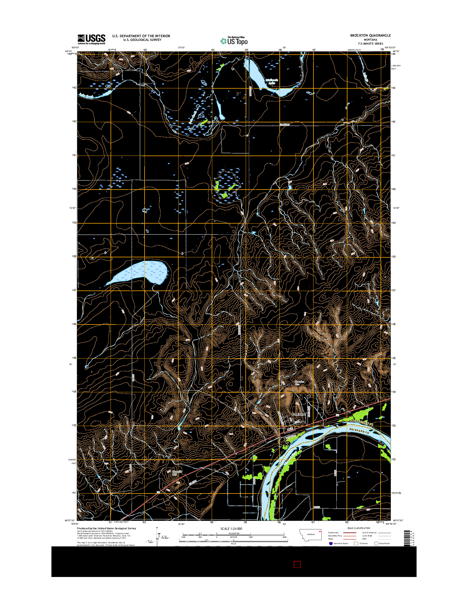 USGS US TOPO 7.5-MINUTE MAP FOR BROCKTON, MT 2017