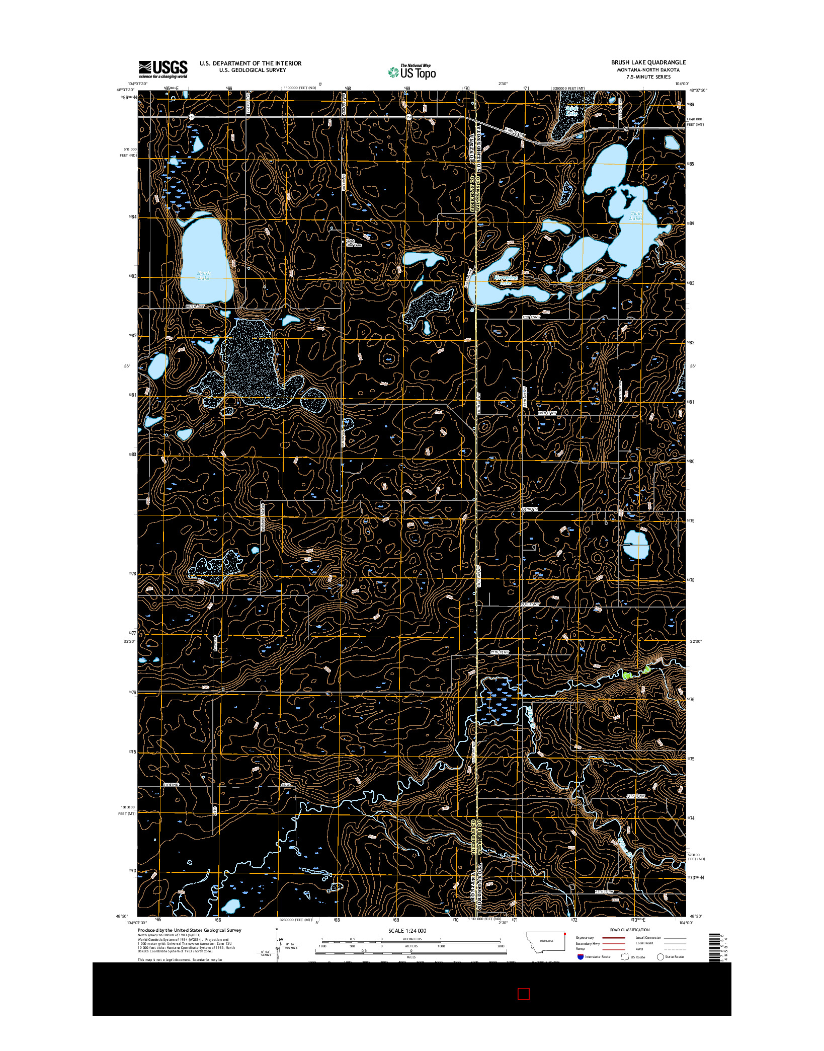 USGS US TOPO 7.5-MINUTE MAP FOR BRUSH LAKE, MT-ND 2017
