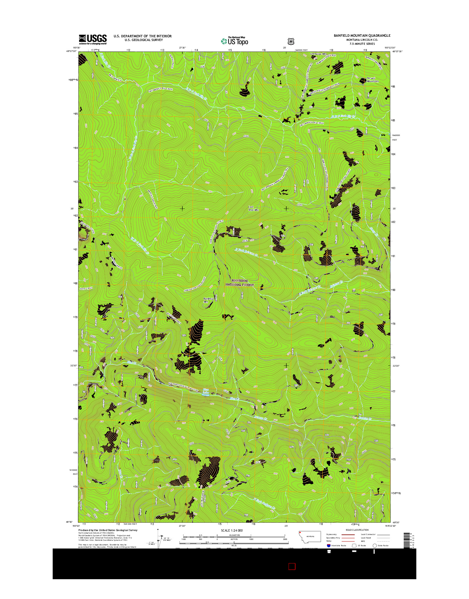 USGS US TOPO 7.5-MINUTE MAP FOR BANFIELD MOUNTAIN, MT 2017