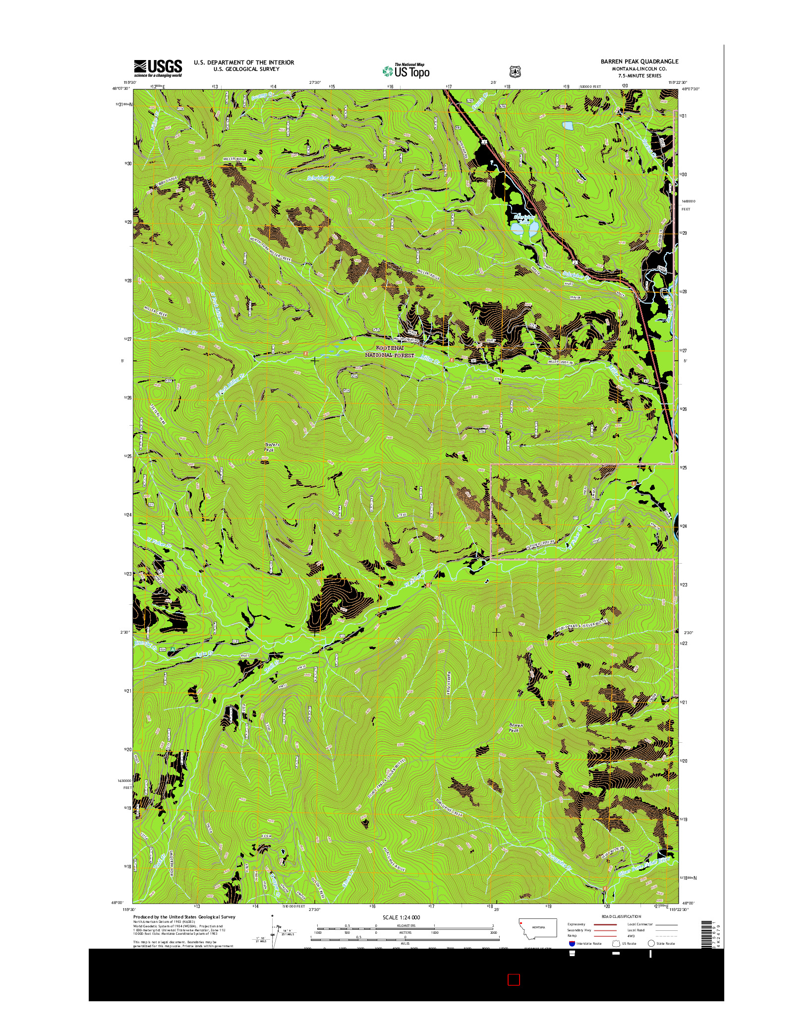 USGS US TOPO 7.5-MINUTE MAP FOR BARREN PEAK, MT 2017