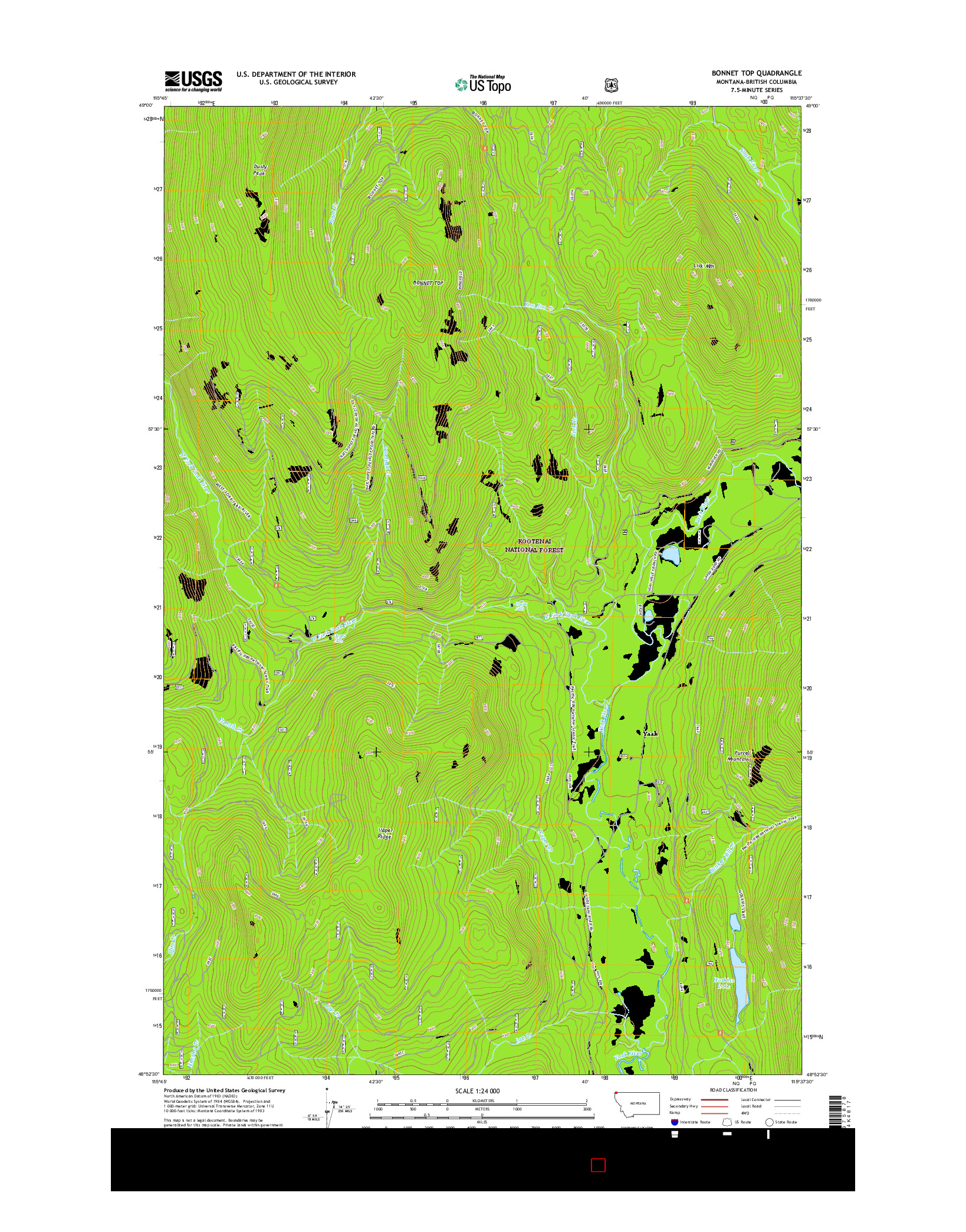 USGS US TOPO 7.5-MINUTE MAP FOR BONNET TOP, MT-BC 2017