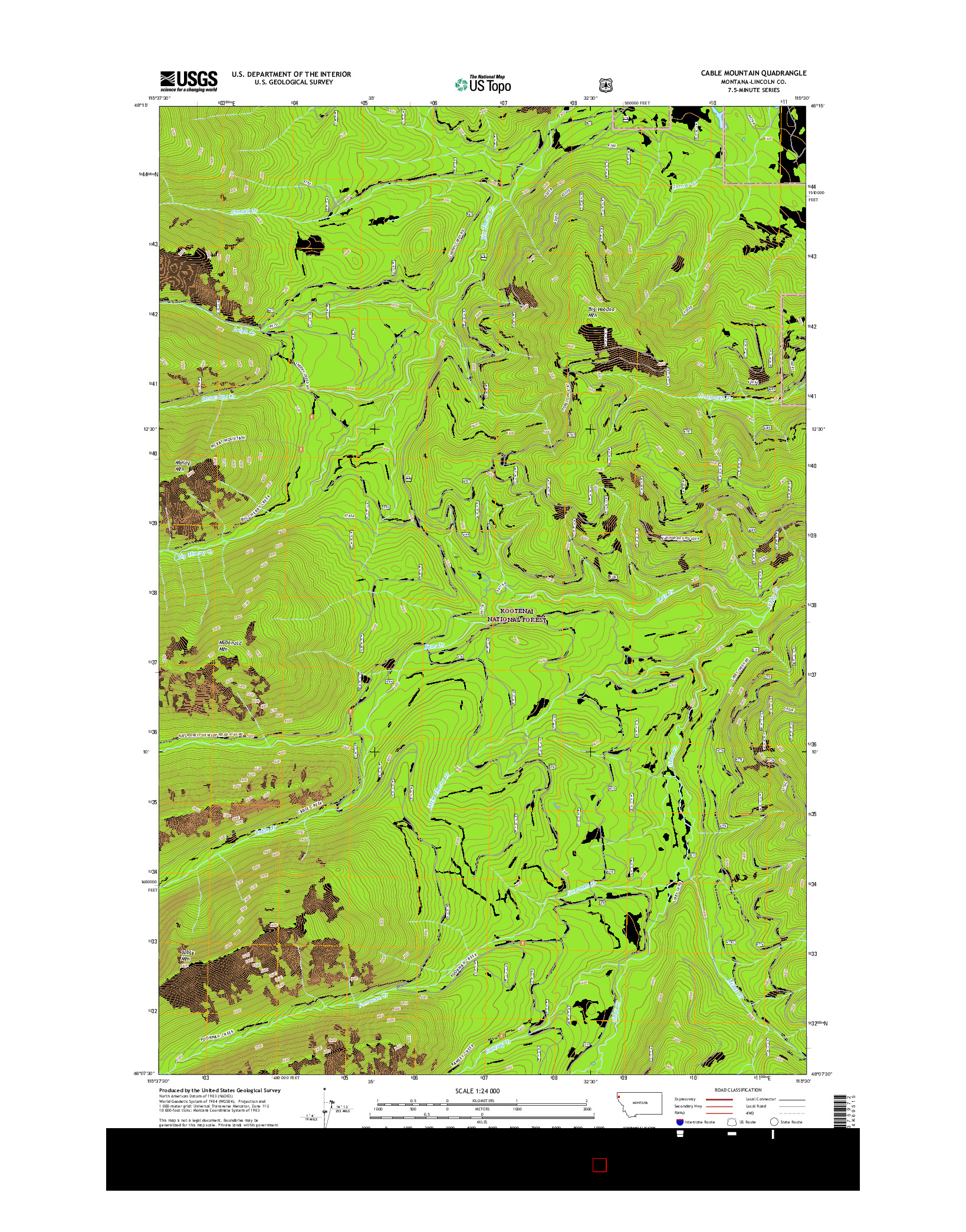 USGS US TOPO 7.5-MINUTE MAP FOR CABLE MOUNTAIN, MT 2017