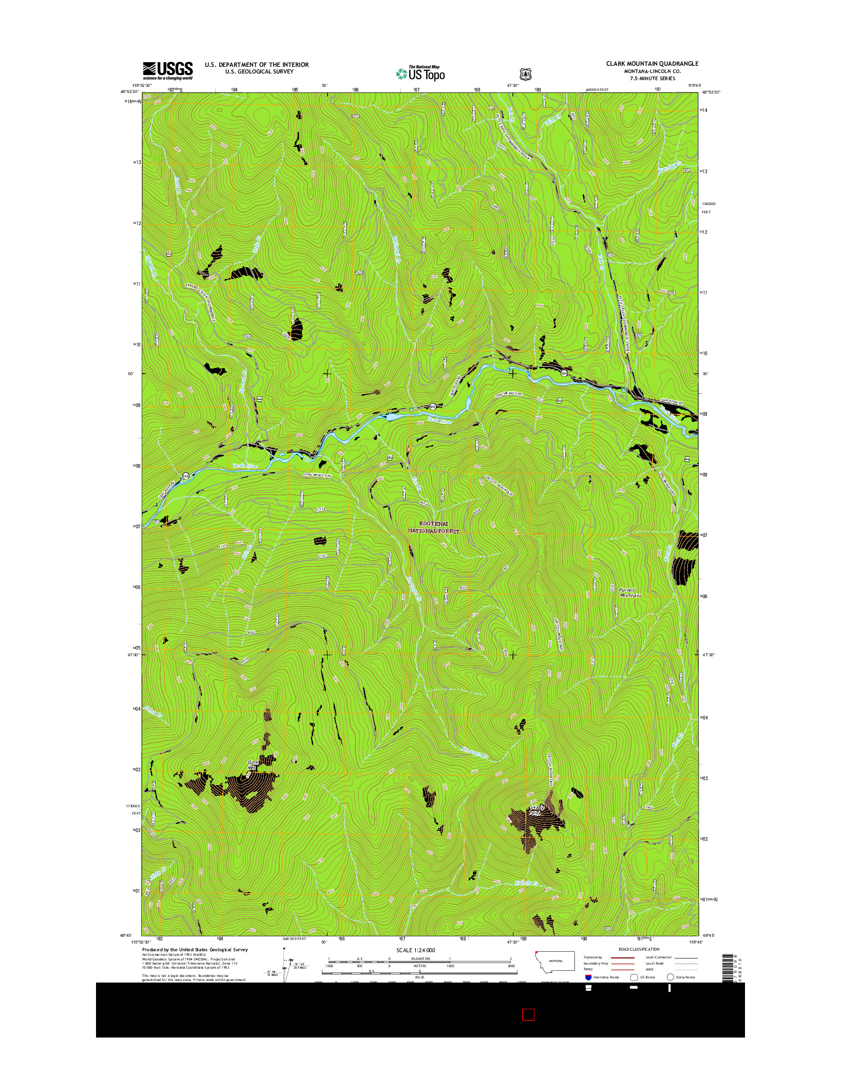 USGS US TOPO 7.5-MINUTE MAP FOR CLARK MOUNTAIN, MT 2017