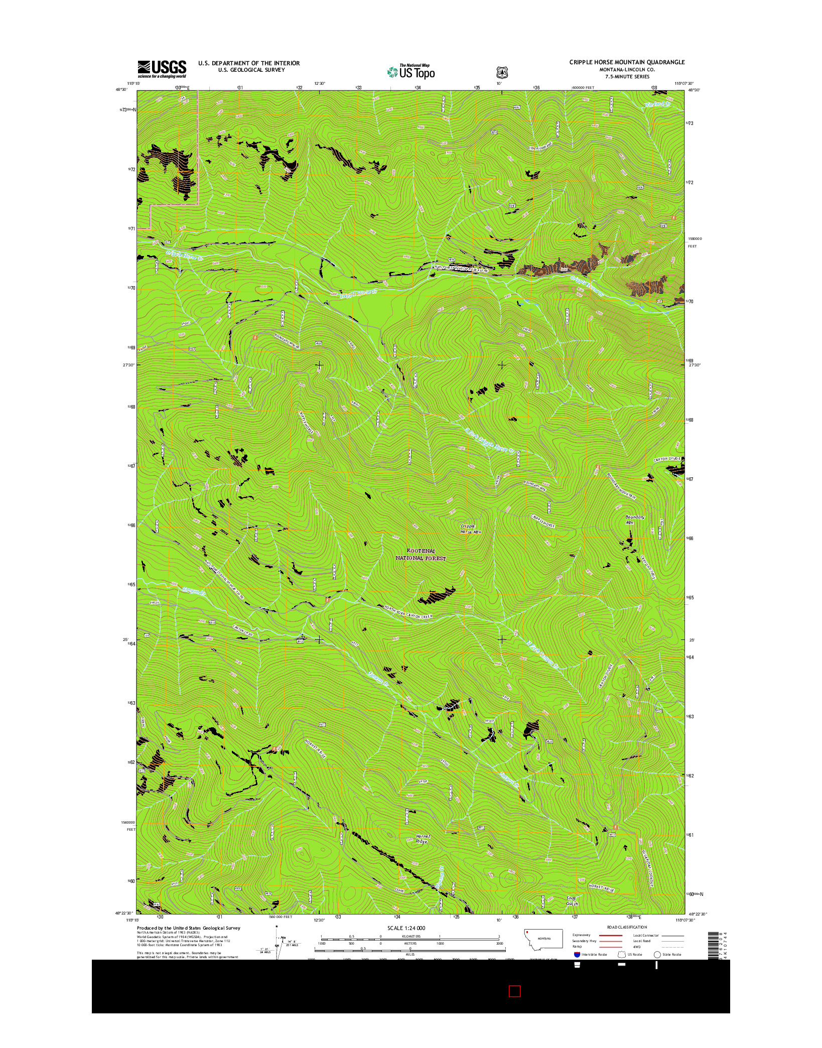 USGS US TOPO 7.5-MINUTE MAP FOR CRIPPLE HORSE MOUNTAIN, MT 2017